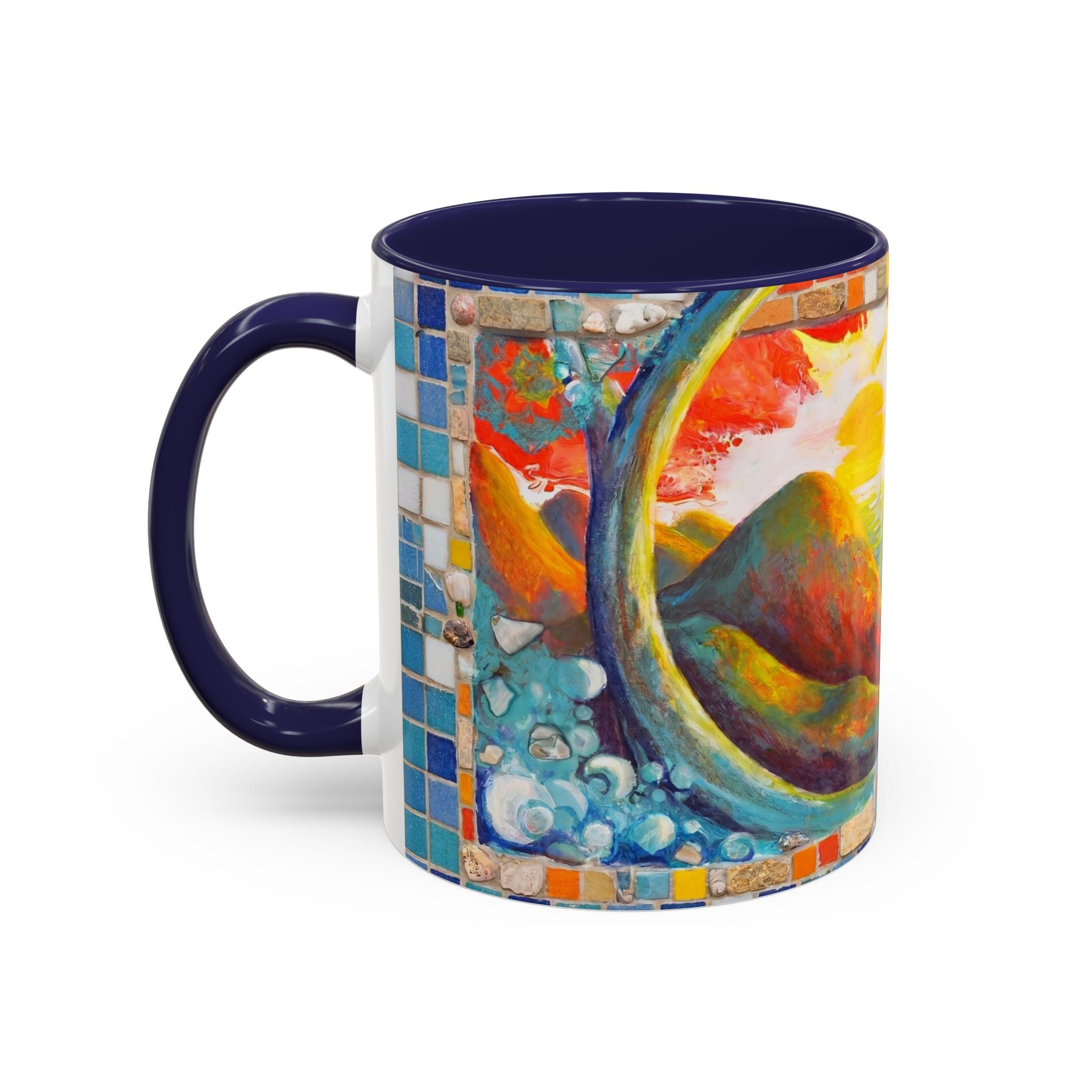 Ocean Sunrise Art Coffee Mug — Colorful Waves Accent Ceramic Mug (11/15oz)