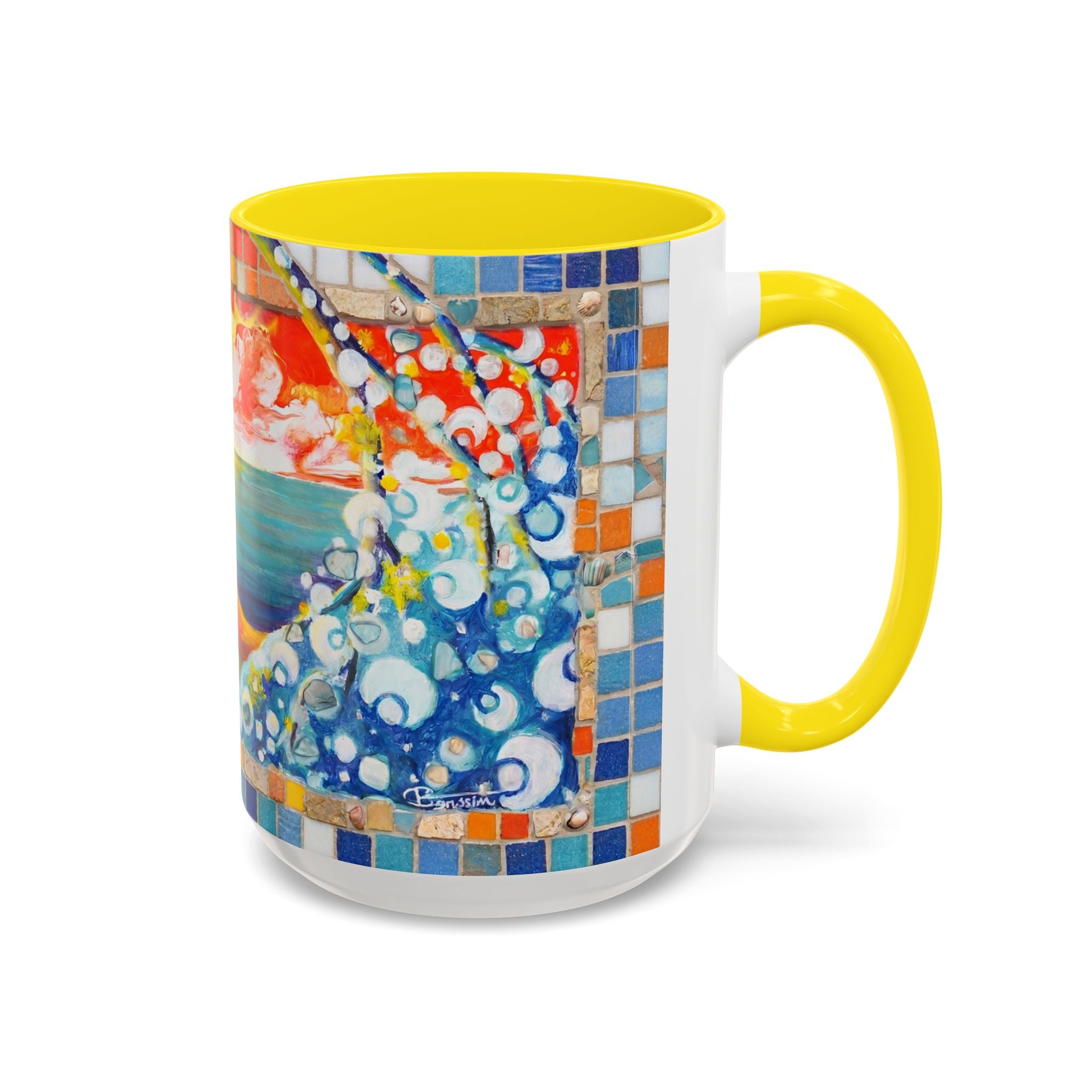 Ocean Sunrise Art Coffee Mug — Colorful Waves Accent Ceramic Mug (11/15oz)