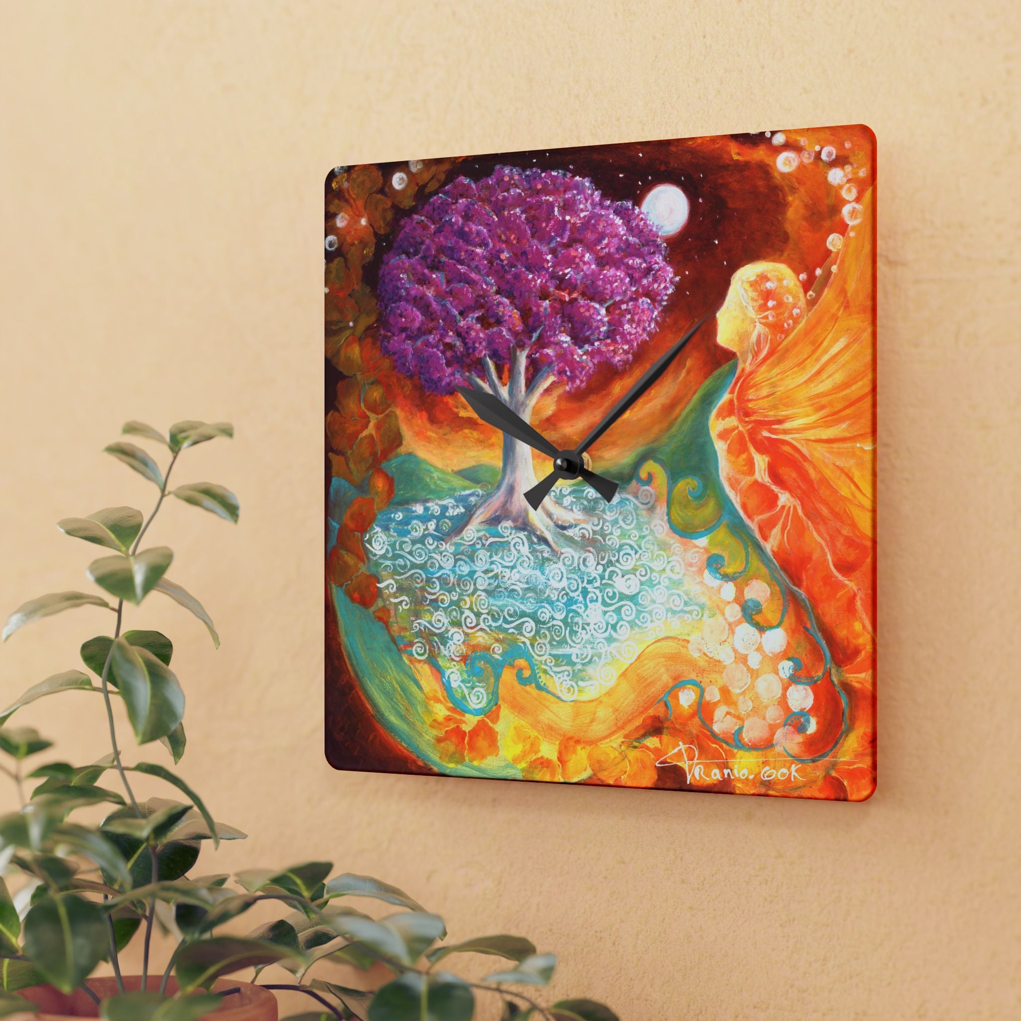 Acrylic Wall Clock - Ruby Tree Spirit