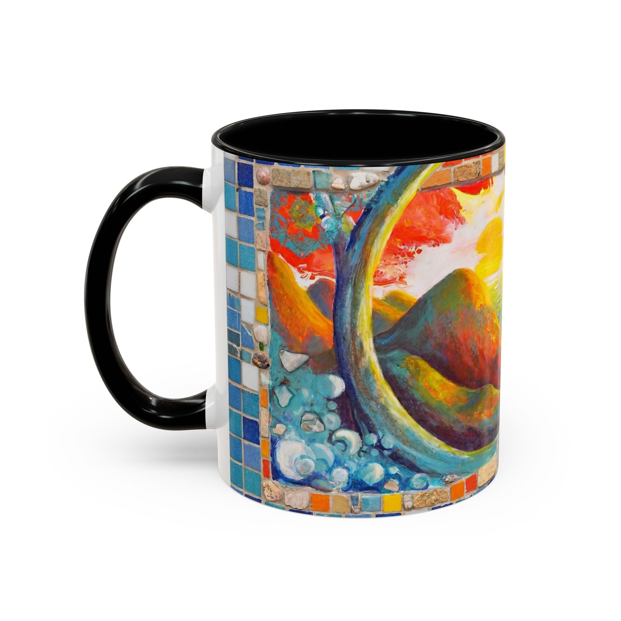 Ocean Sunrise Art Coffee Mug — Colorful Waves Accent Ceramic Mug (11/15oz)