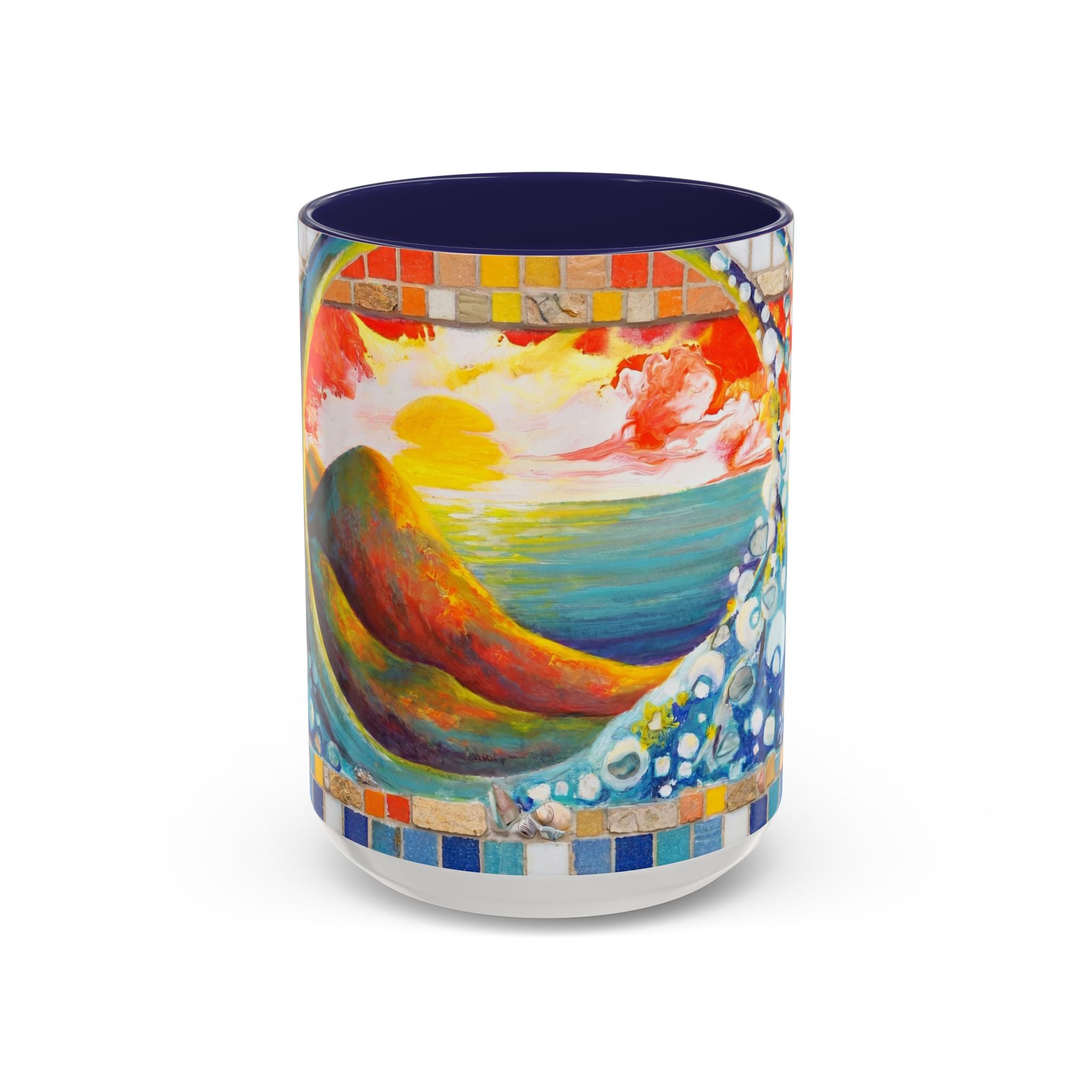 Ocean Sunrise Art Coffee Mug — Colorful Waves Accent Ceramic Mug (11/15oz)