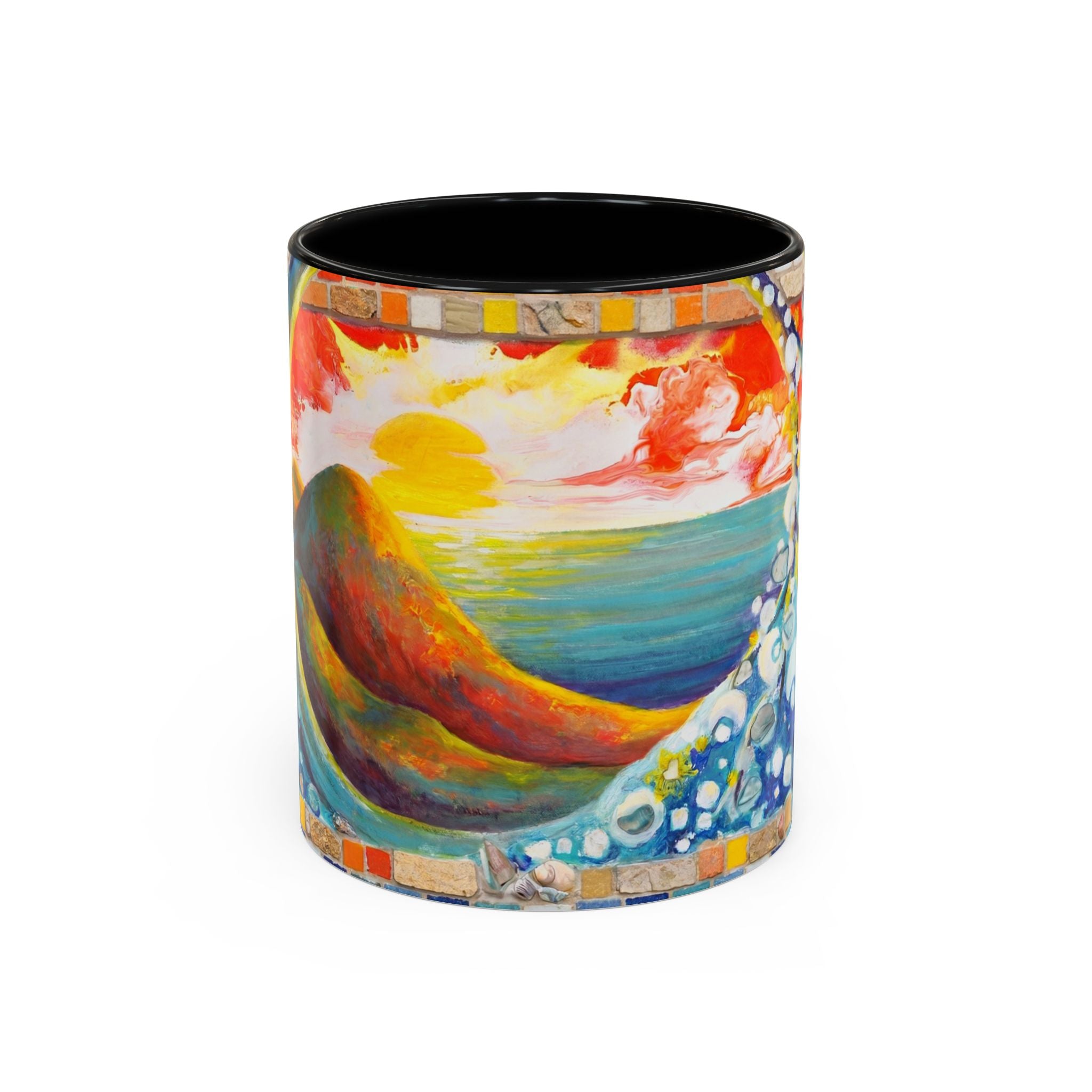 Ocean Sunrise Art Coffee Mug — Colorful Waves Accent Ceramic Mug (11/15oz)
