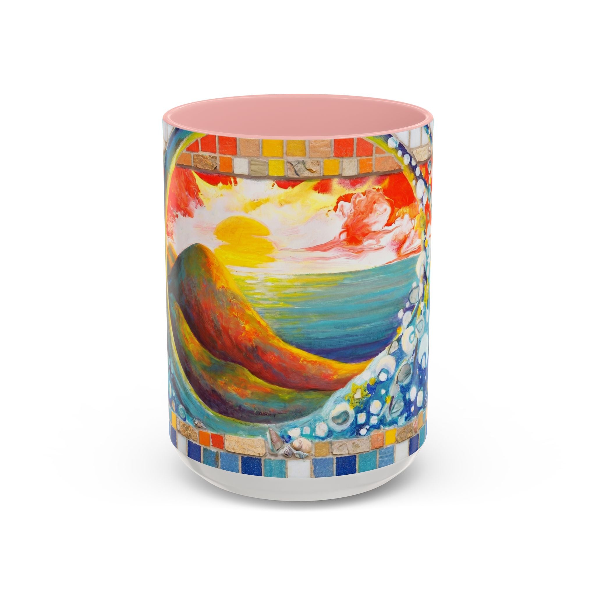 Ocean Sunrise Art Coffee Mug — Colorful Waves Accent Ceramic Mug (11/15oz)