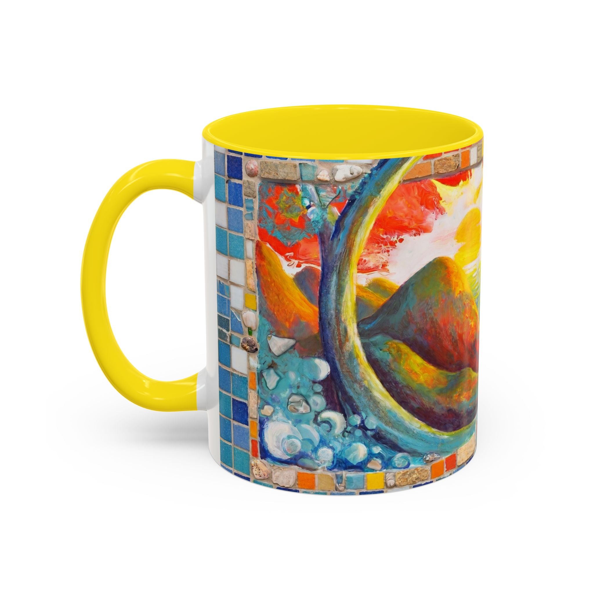 Ocean Sunrise Art Coffee Mug — Colorful Waves Accent Ceramic Mug (11/15oz)