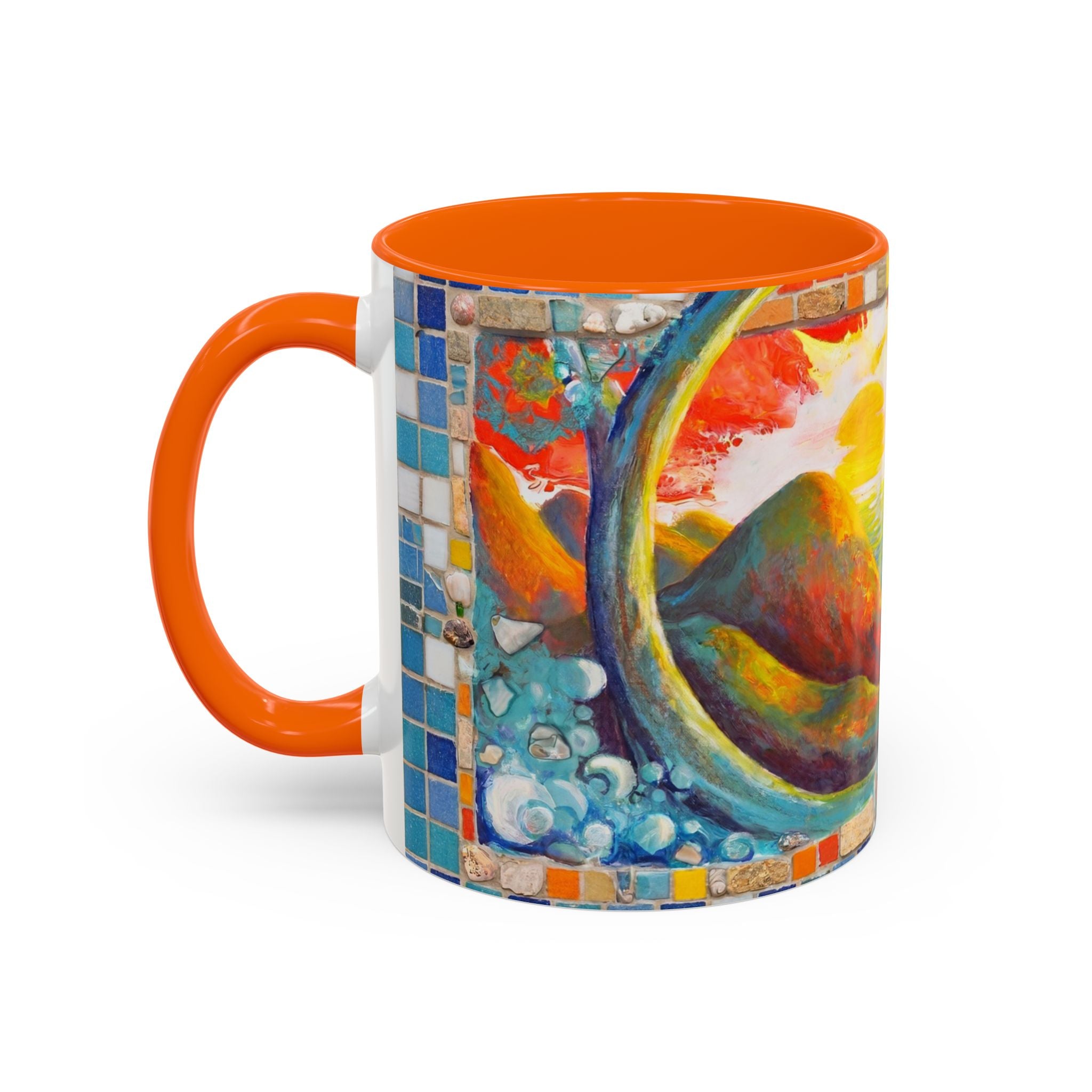 Ocean Sunrise Art Coffee Mug — Colorful Waves Accent Ceramic Mug (11/15oz)
