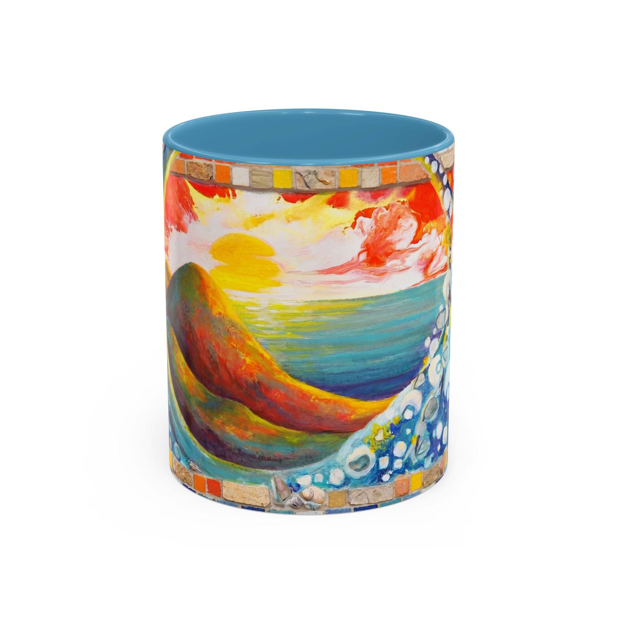 Ocean Sunrise Art Coffee Mug — Colorful Waves Accent Ceramic Mug (11/15oz)