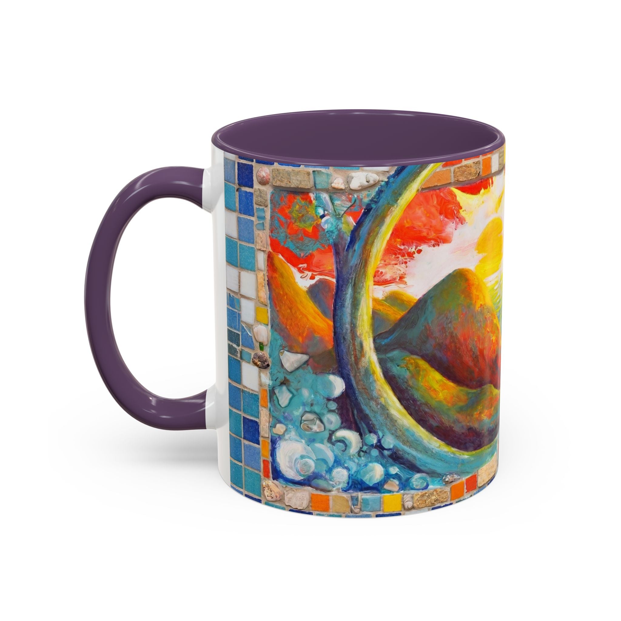 Ocean Sunrise Art Coffee Mug — Colorful Waves Accent Ceramic Mug (11/15oz)