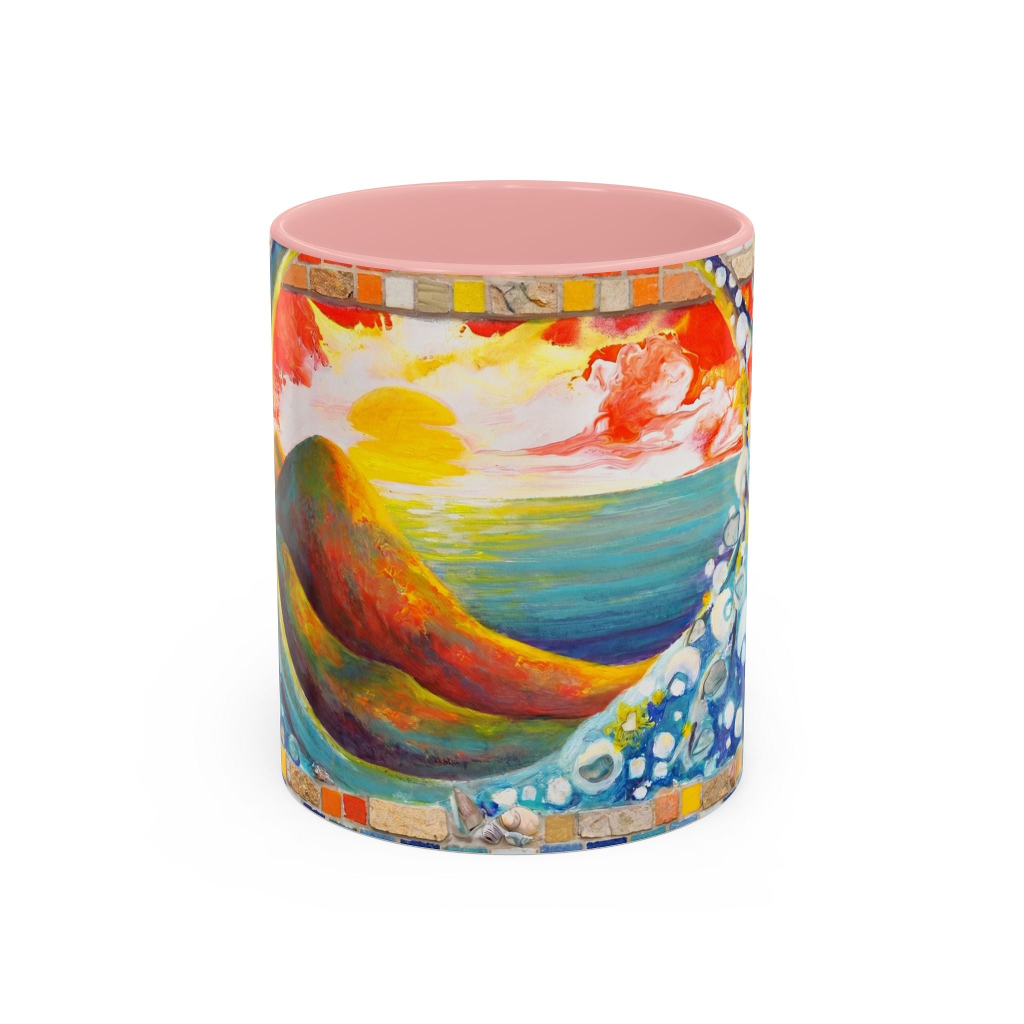 Ocean Sunrise Art Coffee Mug — Colorful Waves Accent Ceramic Mug (11/15oz)