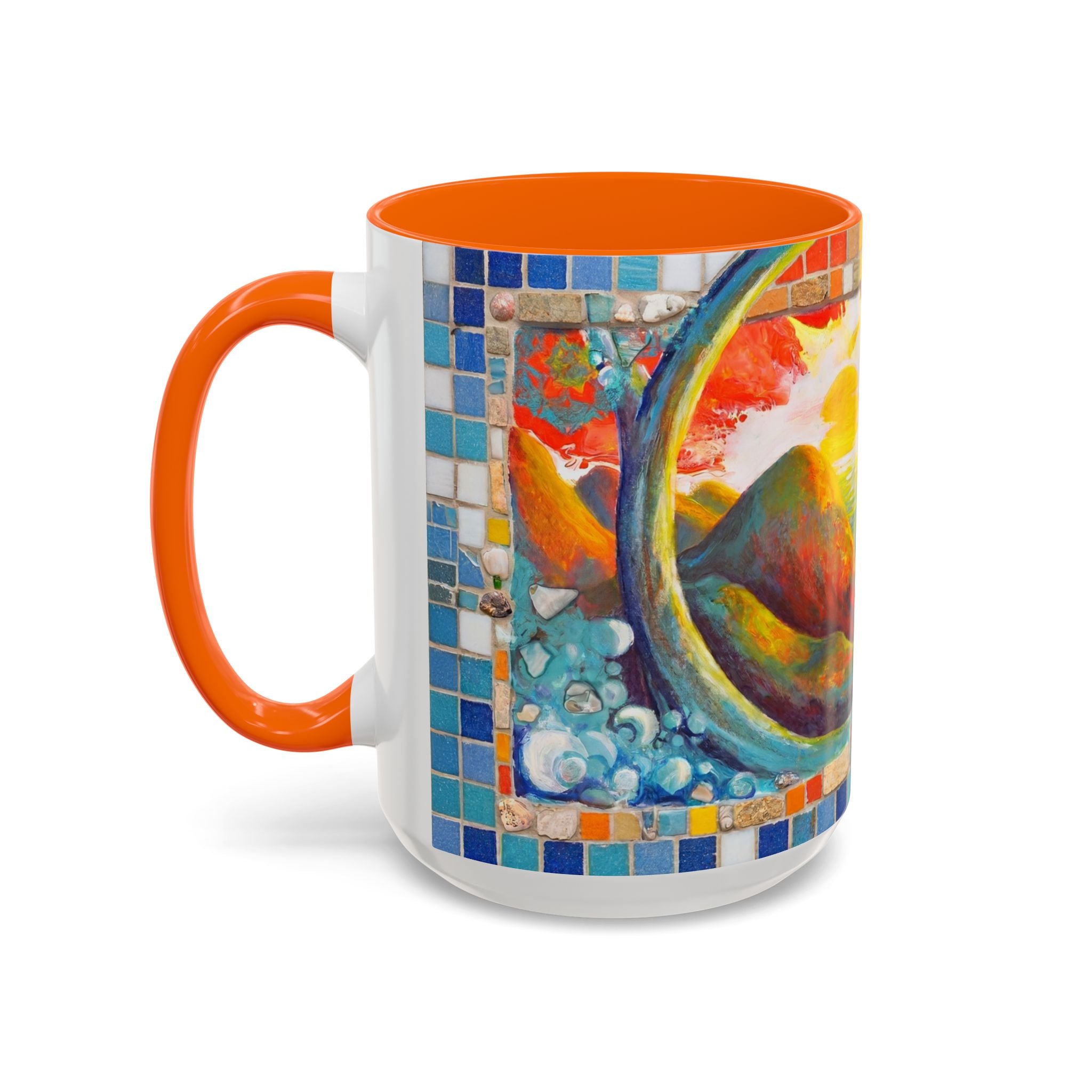 Ocean Sunrise Art Coffee Mug — Colorful Waves Accent Ceramic Mug (11/15oz)