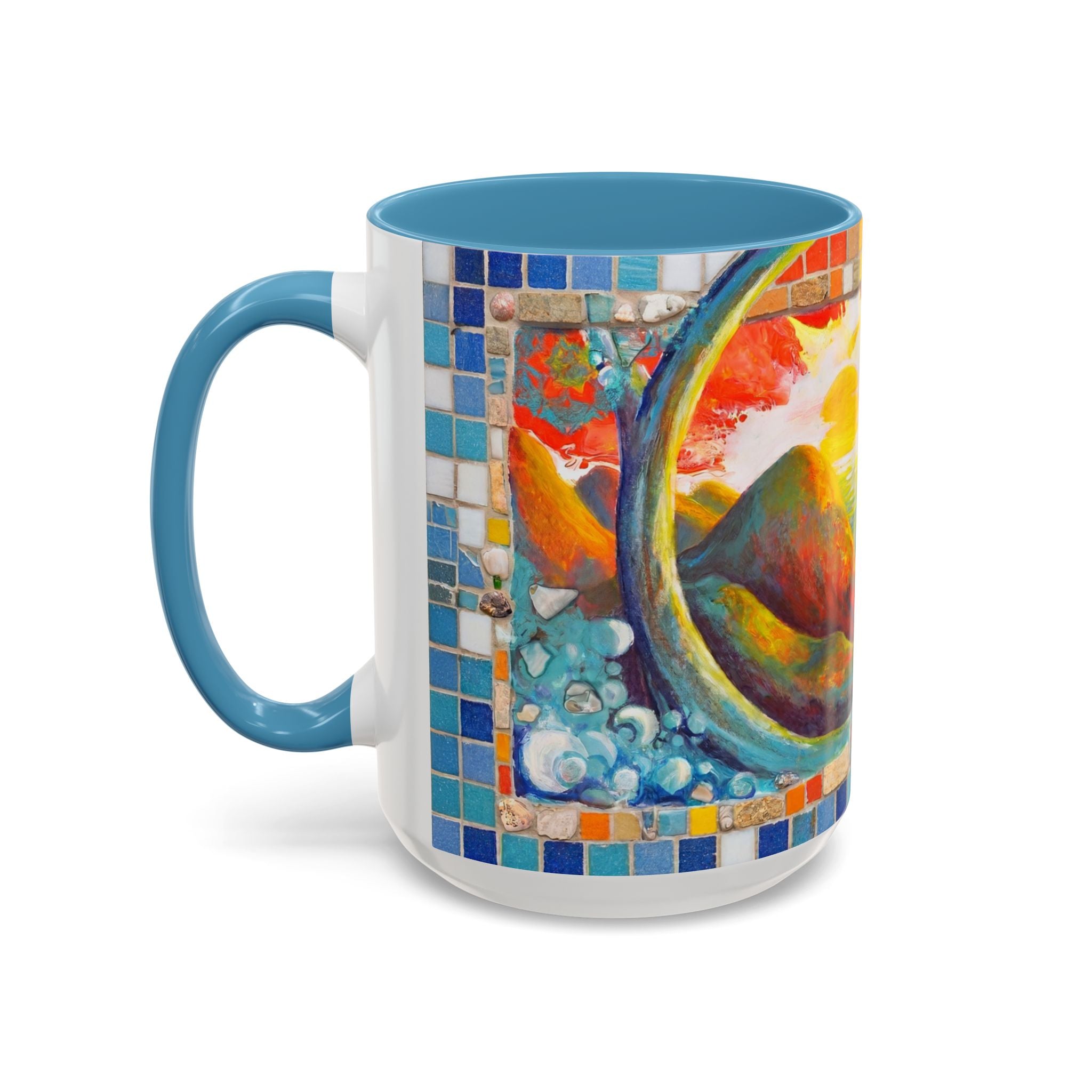 Ocean Sunrise Art Coffee Mug — Colorful Waves Accent Ceramic Mug (11/15oz)
