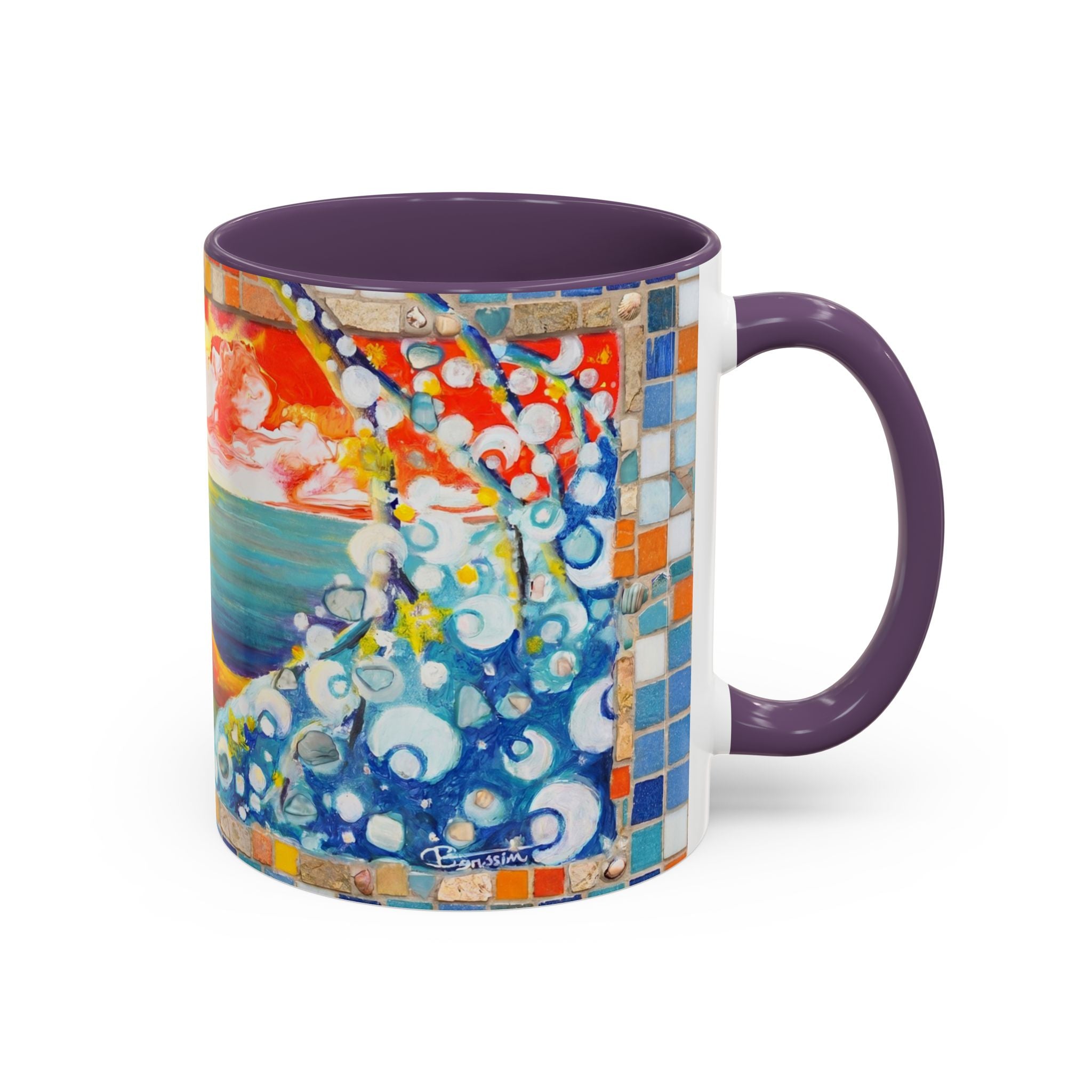 Ocean Sunrise Art Coffee Mug — Colorful Waves Accent Ceramic Mug (11/15oz)