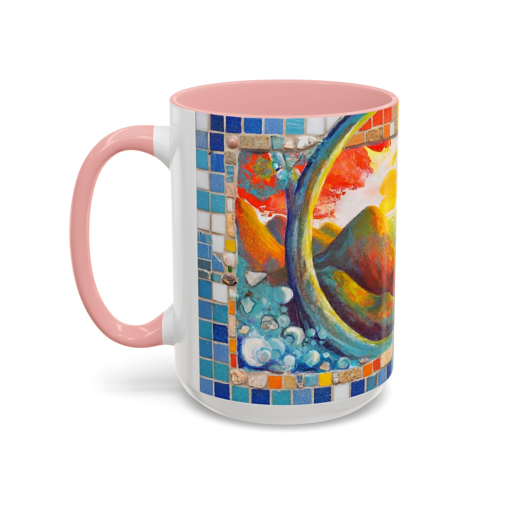 Ocean Sunrise Art Coffee Mug — Colorful Waves Accent Ceramic Mug (11/15oz)