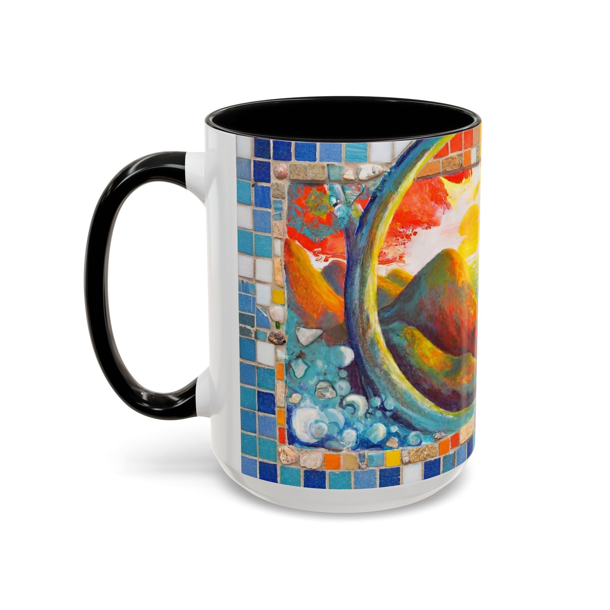 Ocean Sunrise Art Coffee Mug — Colorful Waves Accent Ceramic Mug (11/15oz)