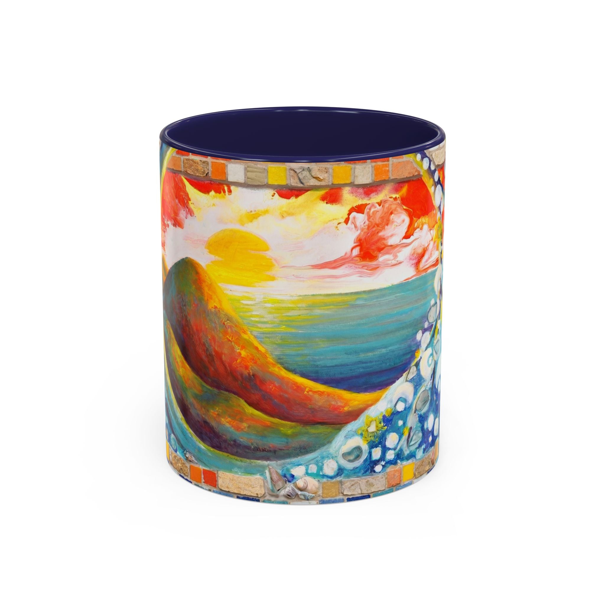 Ocean Sunrise Art Coffee Mug — Colorful Waves Accent Ceramic Mug (11/15oz)