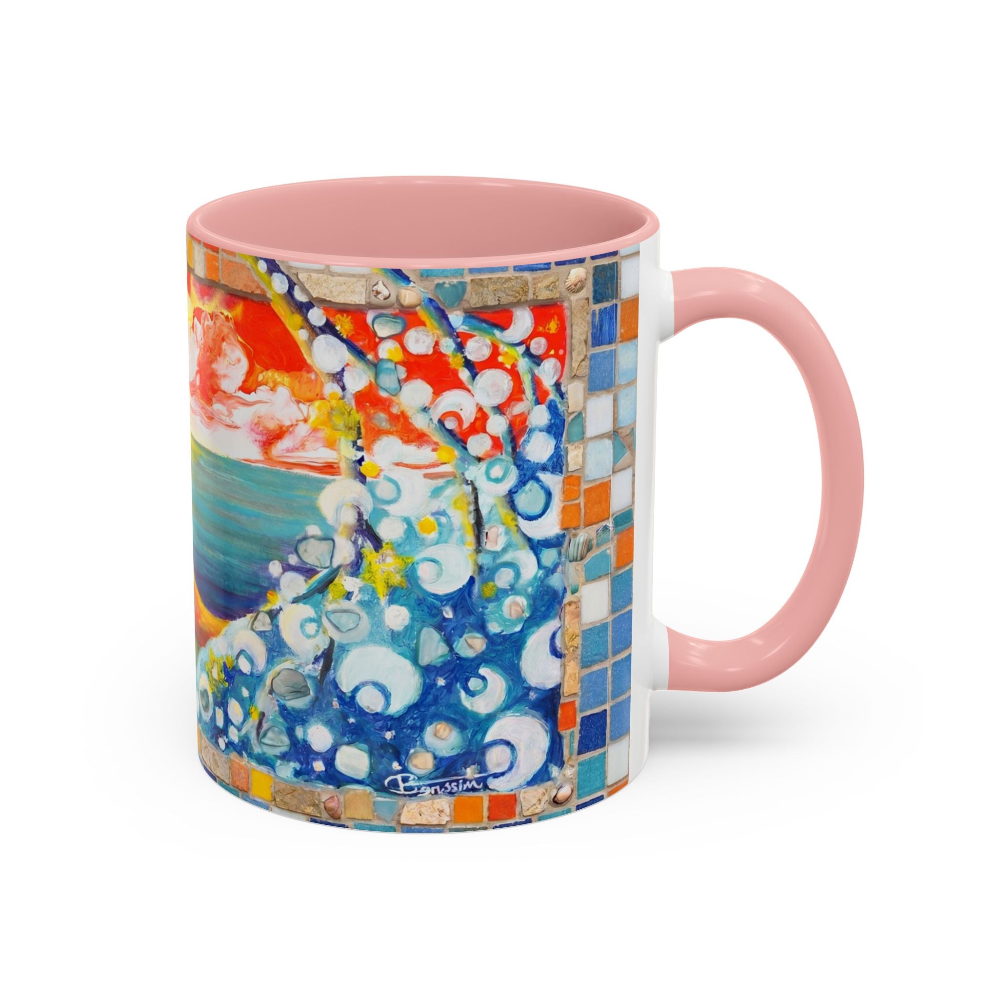 Ocean Sunrise Art Coffee Mug — Colorful Waves Accent Ceramic Mug (11/15oz)