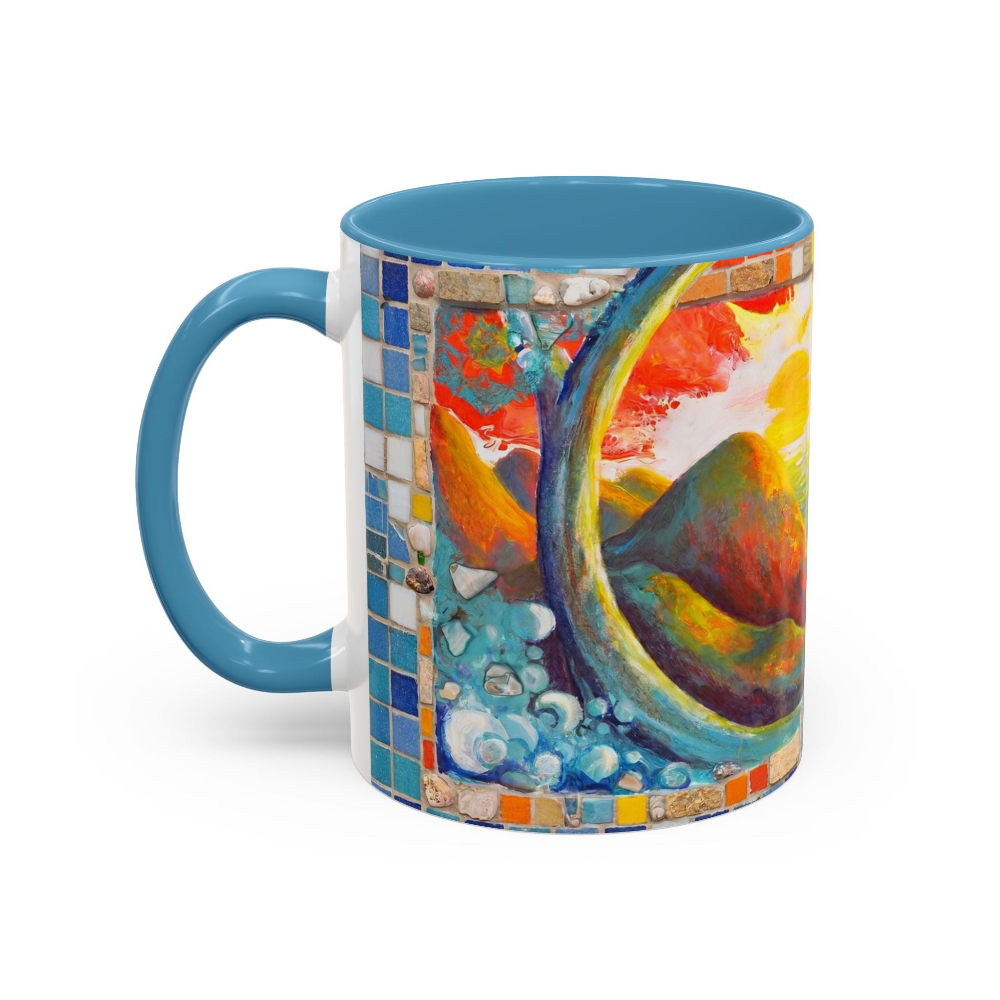 Ocean Sunrise Art Coffee Mug — Colorful Waves Accent Ceramic Mug (11/15oz)