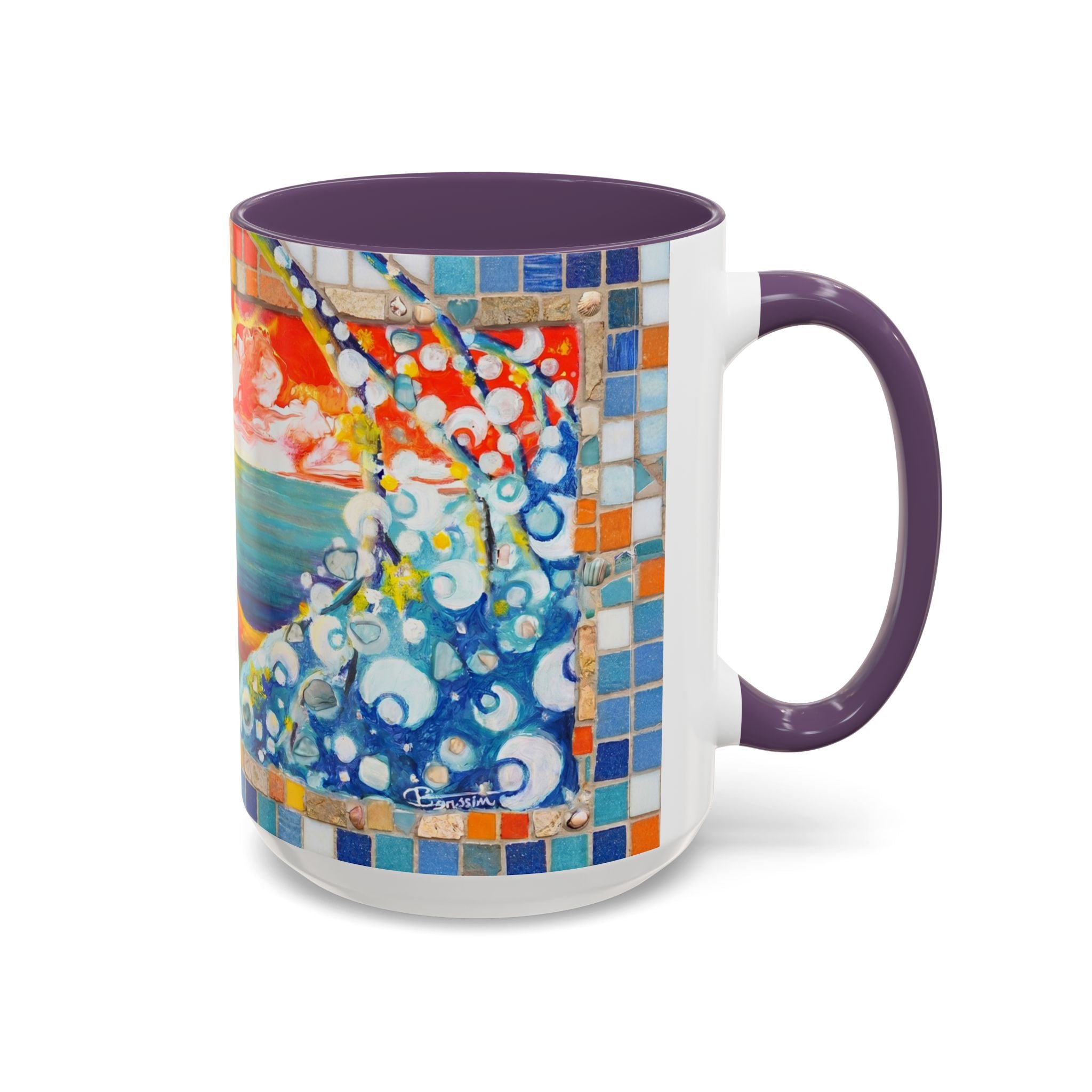 Ocean Sunrise Art Coffee Mug — Colorful Waves Accent Ceramic Mug (11/15oz)