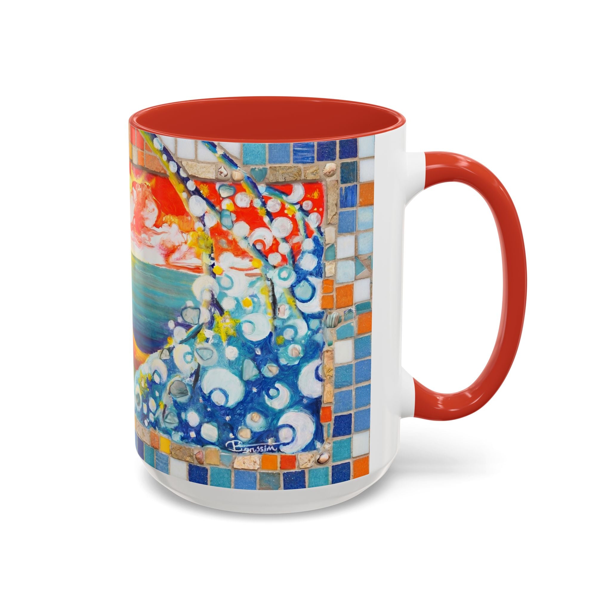 Ocean Sunrise Art Coffee Mug — Colorful Waves Accent Ceramic Mug (11/15oz)