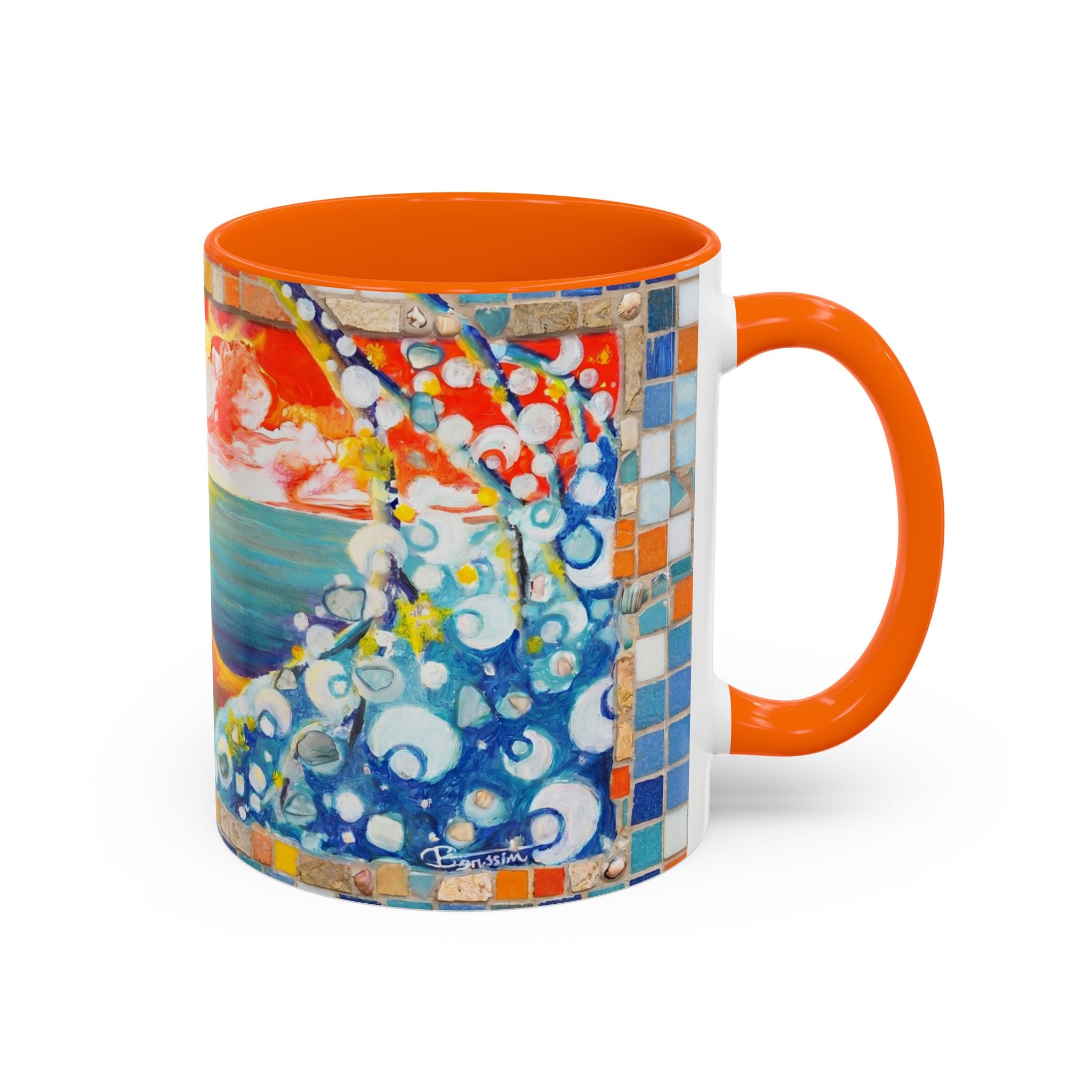 Ocean Sunrise Art Coffee Mug — Colorful Waves Accent Ceramic Mug (11/15oz)