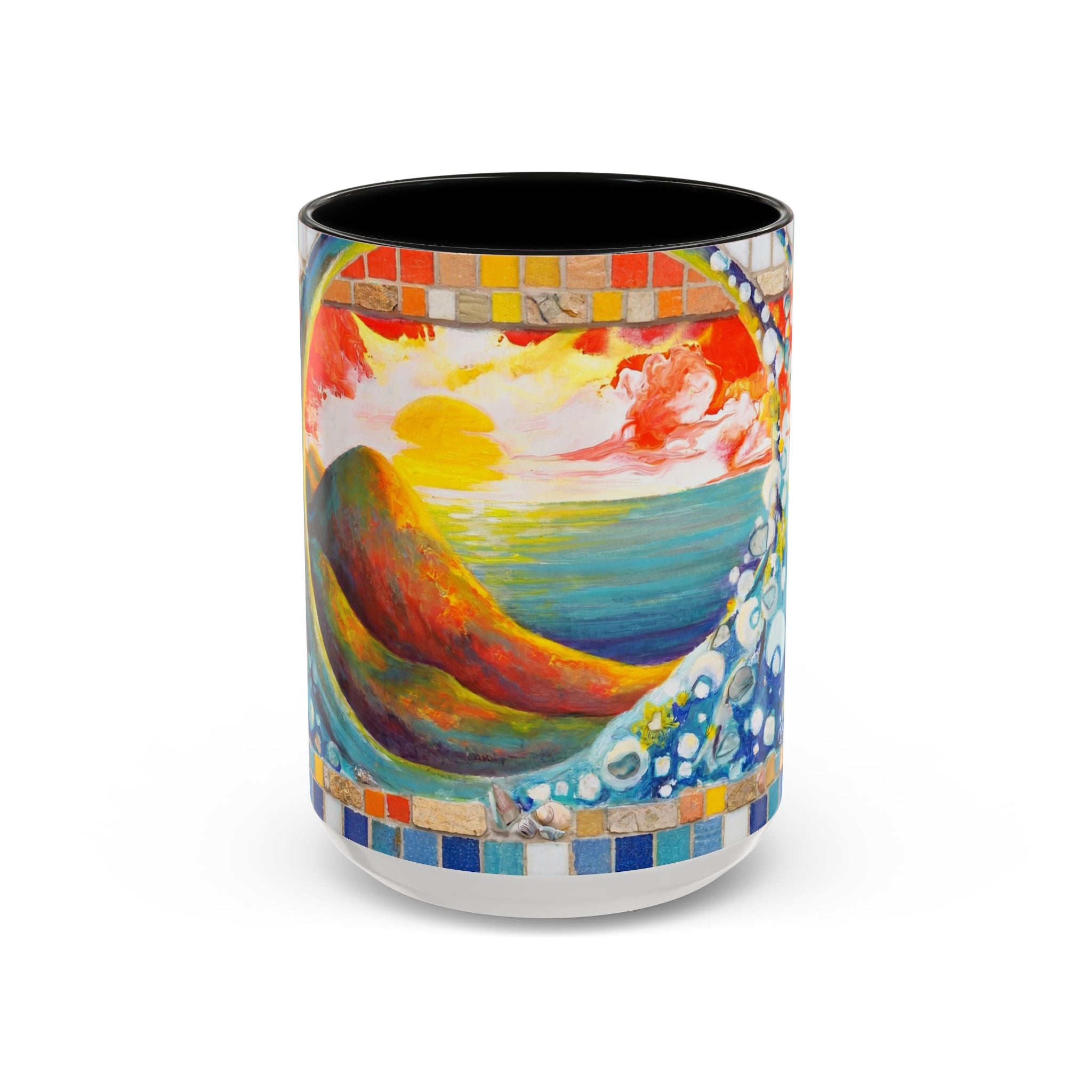 Ocean Sunrise Art Coffee Mug — Colorful Waves Accent Ceramic Mug (11/15oz)