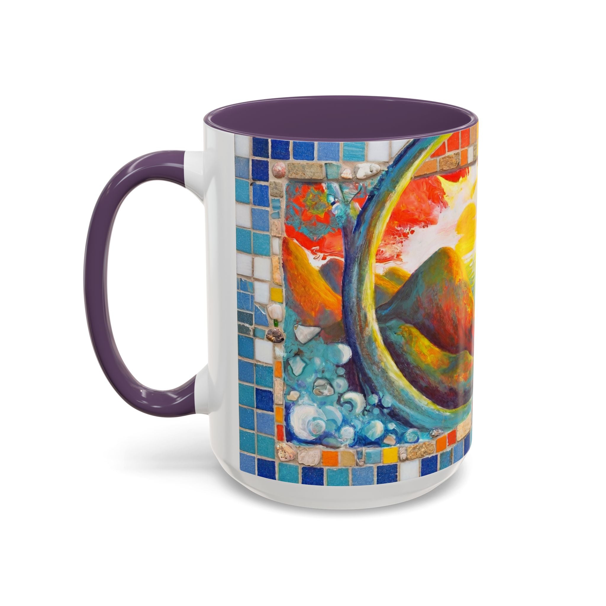 Ocean Sunrise Art Coffee Mug — Colorful Waves Accent Ceramic Mug (11/15oz)