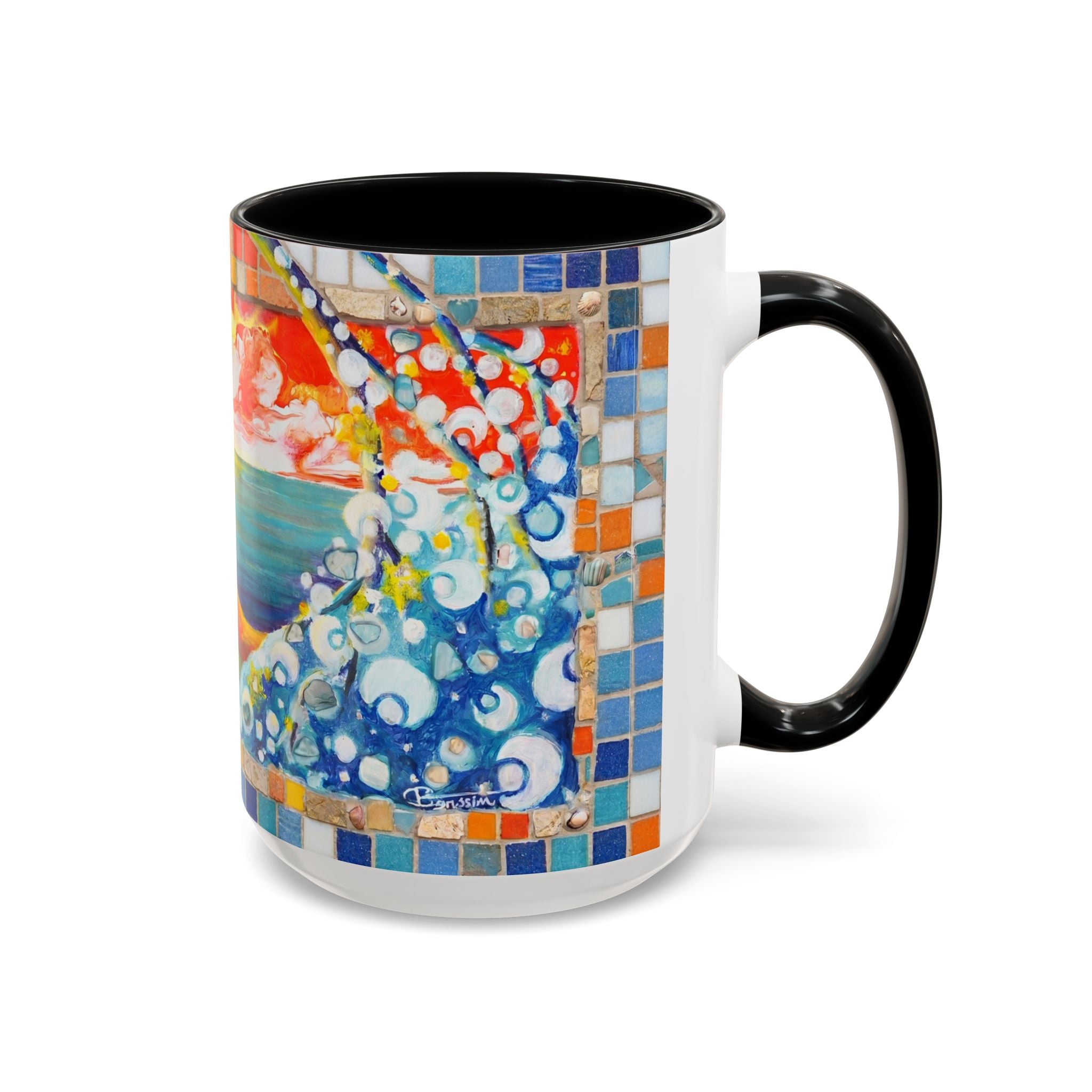 Ocean Sunrise Art Coffee Mug — Colorful Waves Accent Ceramic Mug (11/15oz)