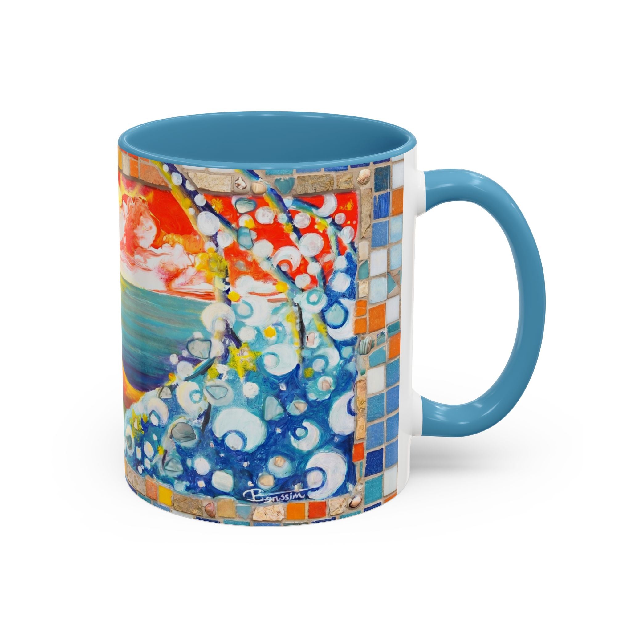 Ocean Sunrise Art Coffee Mug — Colorful Waves Accent Ceramic Mug (11/15oz)
