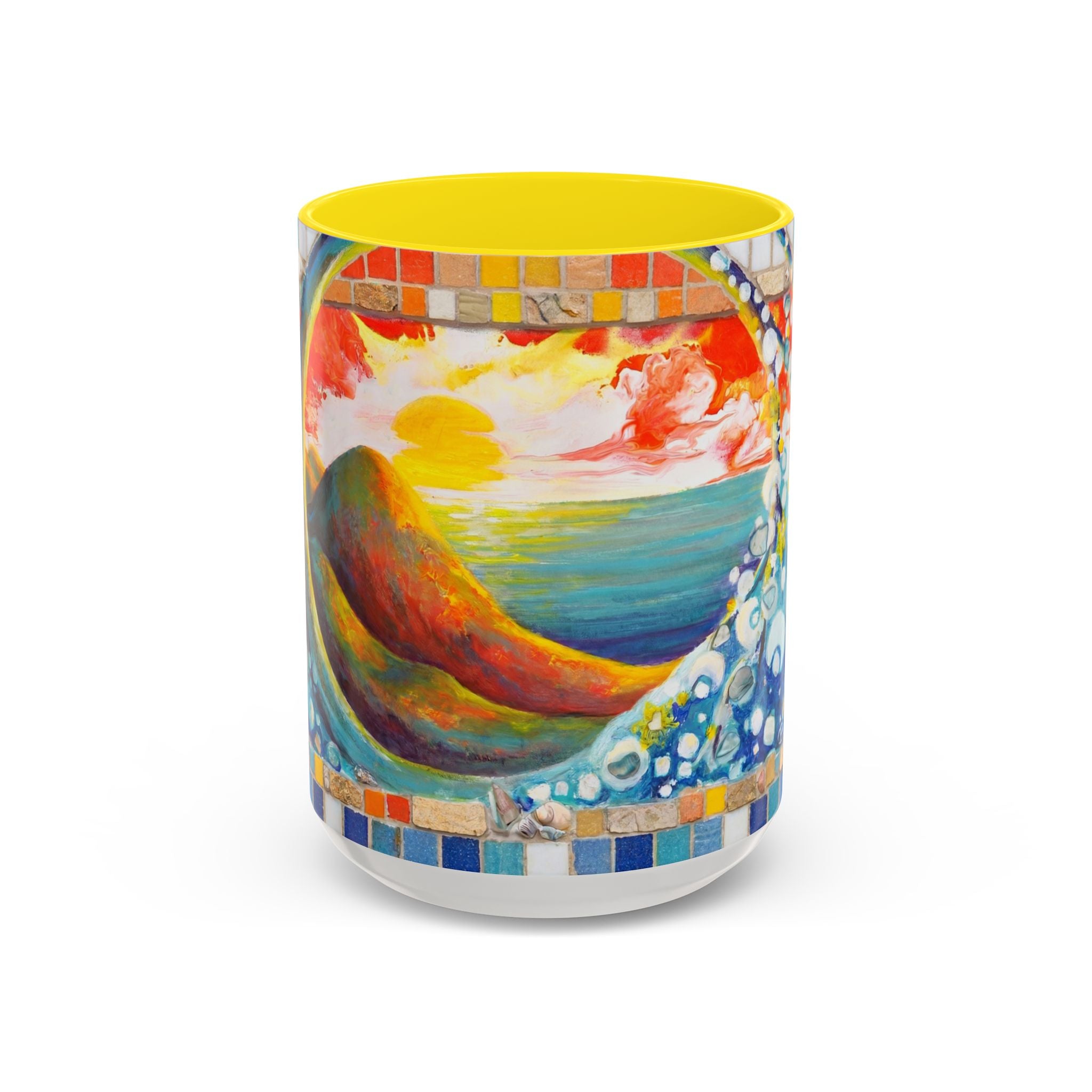 Ocean Sunrise Art Coffee Mug — Colorful Waves Accent Ceramic Mug (11/15oz)