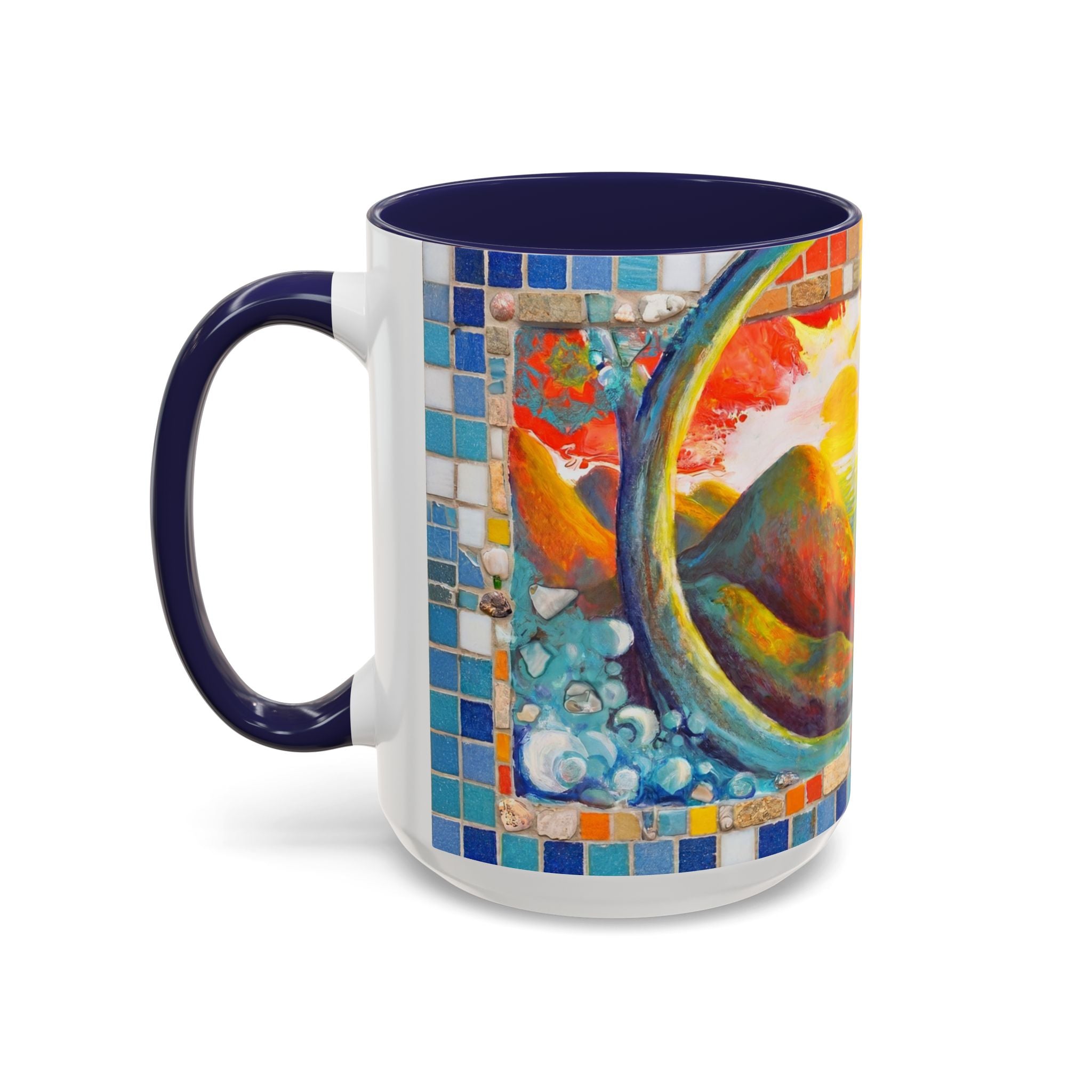Ocean Sunrise Art Coffee Mug — Colorful Waves Accent Ceramic Mug (11/15oz)