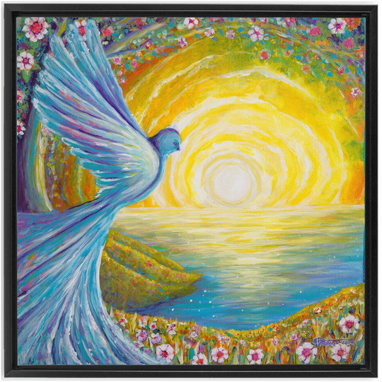 Bird of light Framed Canvas Wraps