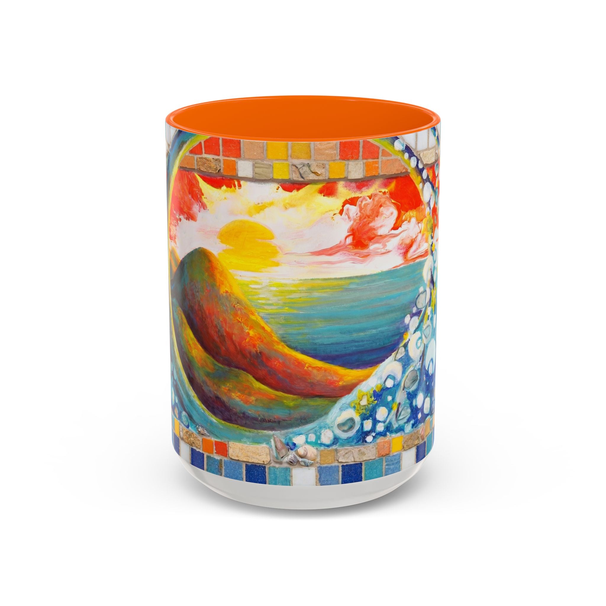 Ocean Sunrise Art Coffee Mug — Colorful Waves Accent Ceramic Mug (11/15oz)
