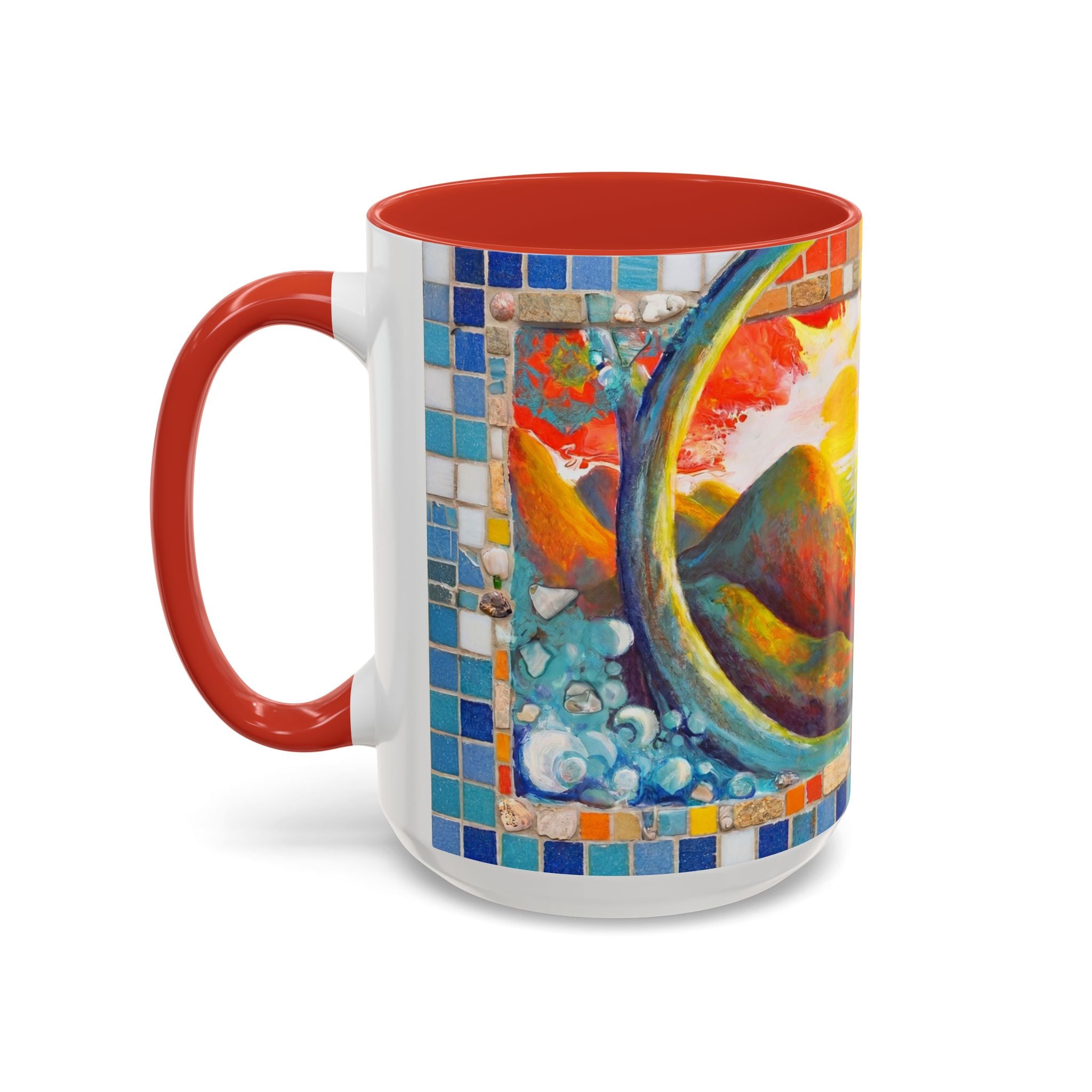 Ocean Sunrise Art Coffee Mug — Colorful Waves Accent Ceramic Mug (11/15oz)