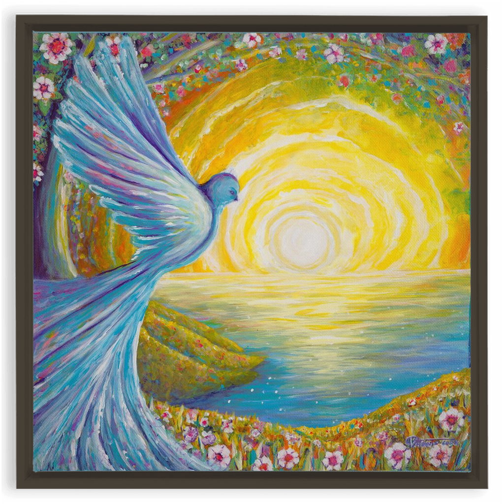 Bird of light Framed Canvas Wraps