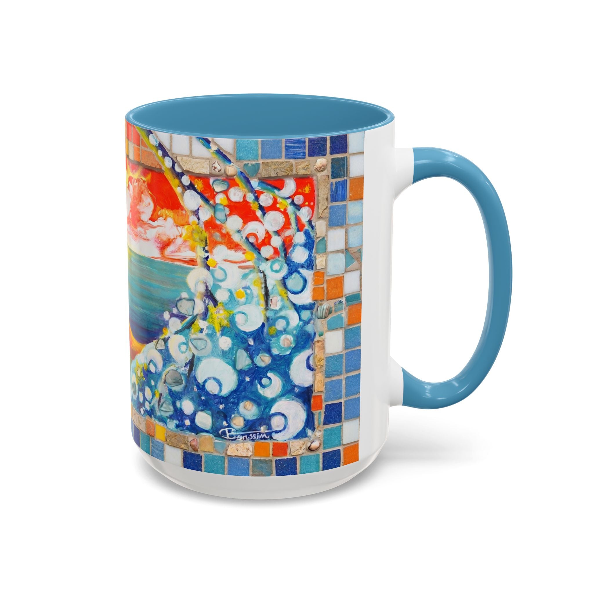 Ocean Sunrise Art Coffee Mug — Colorful Waves Accent Ceramic Mug (11/15oz)