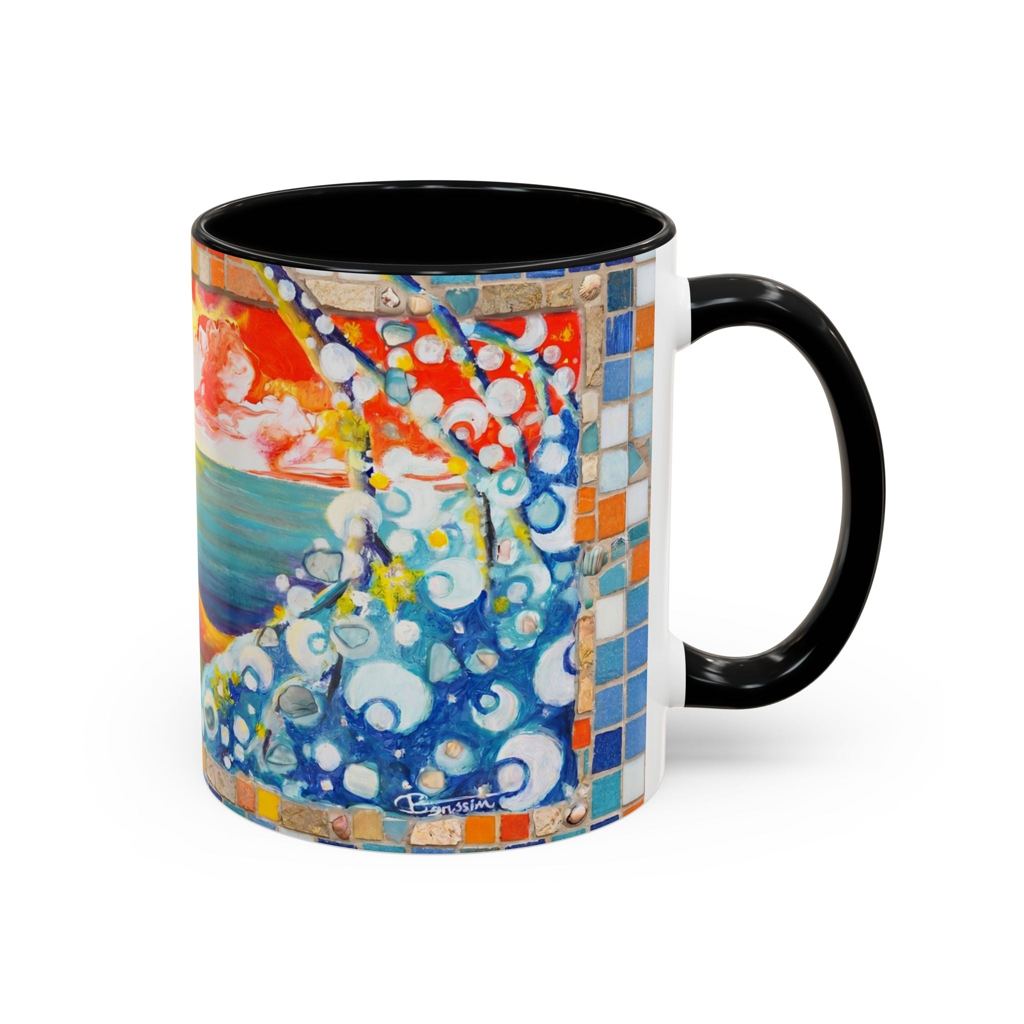 Ocean Sunrise Art Coffee Mug — Colorful Waves Accent Ceramic Mug (11/15oz)