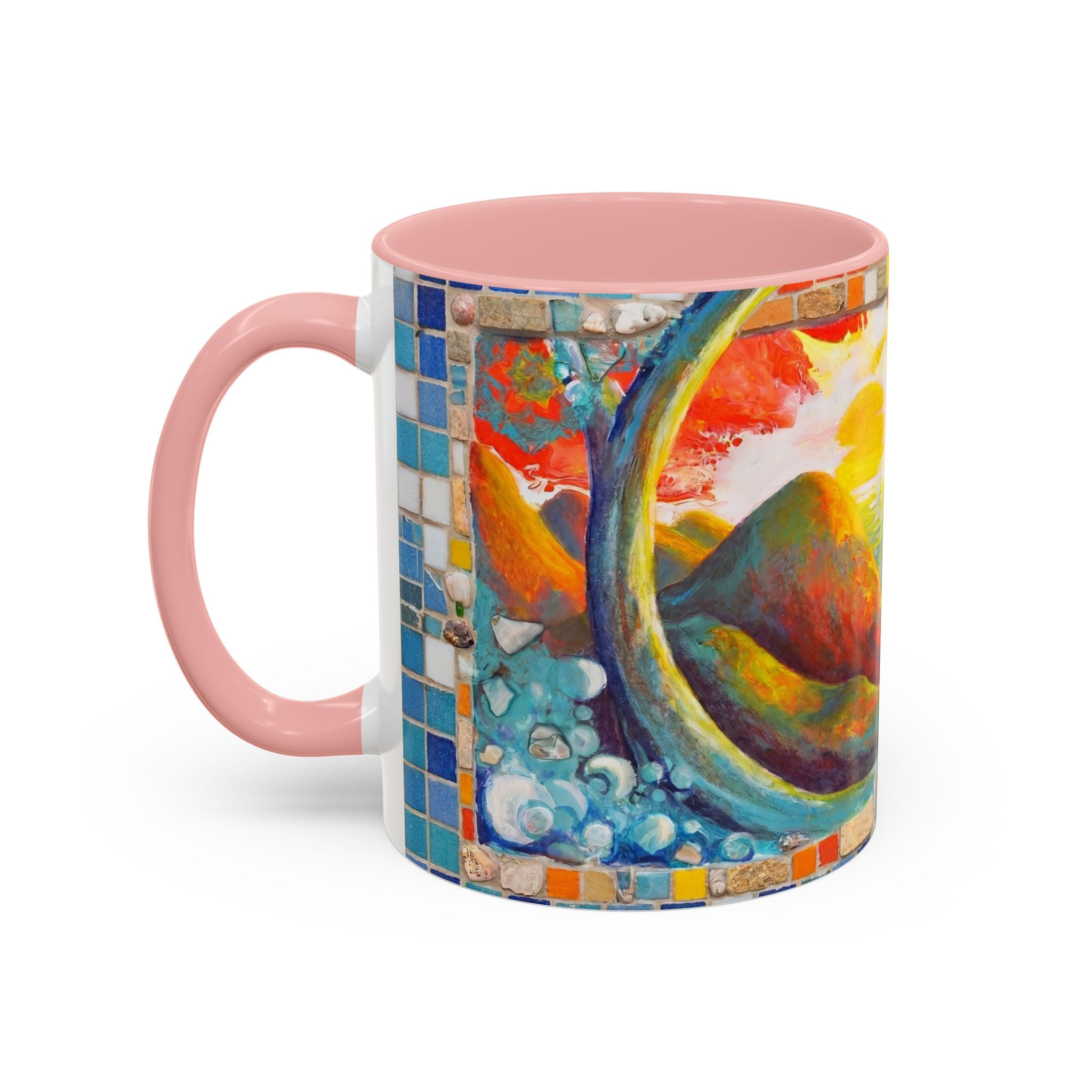 Ocean Sunrise Art Coffee Mug — Colorful Waves Accent Ceramic Mug (11/15oz)