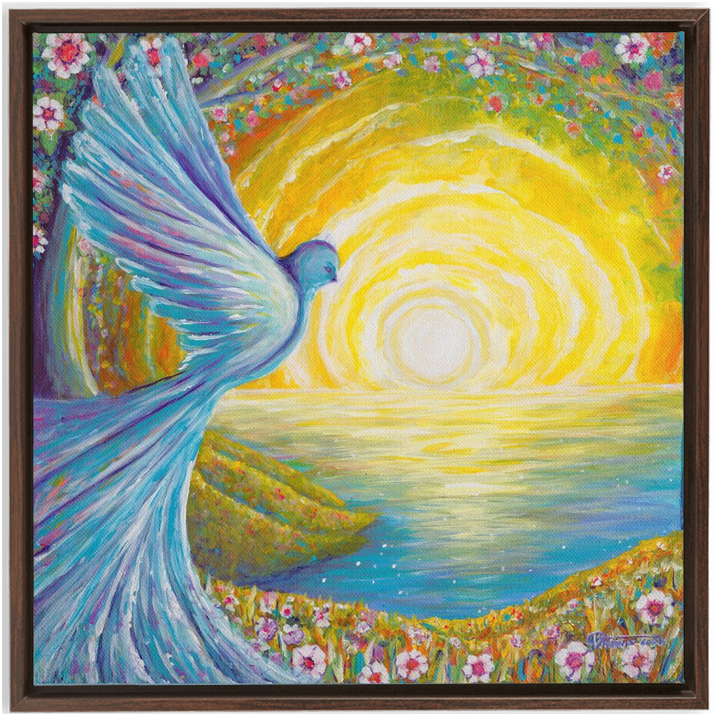 Bird of light Framed Canvas Wraps