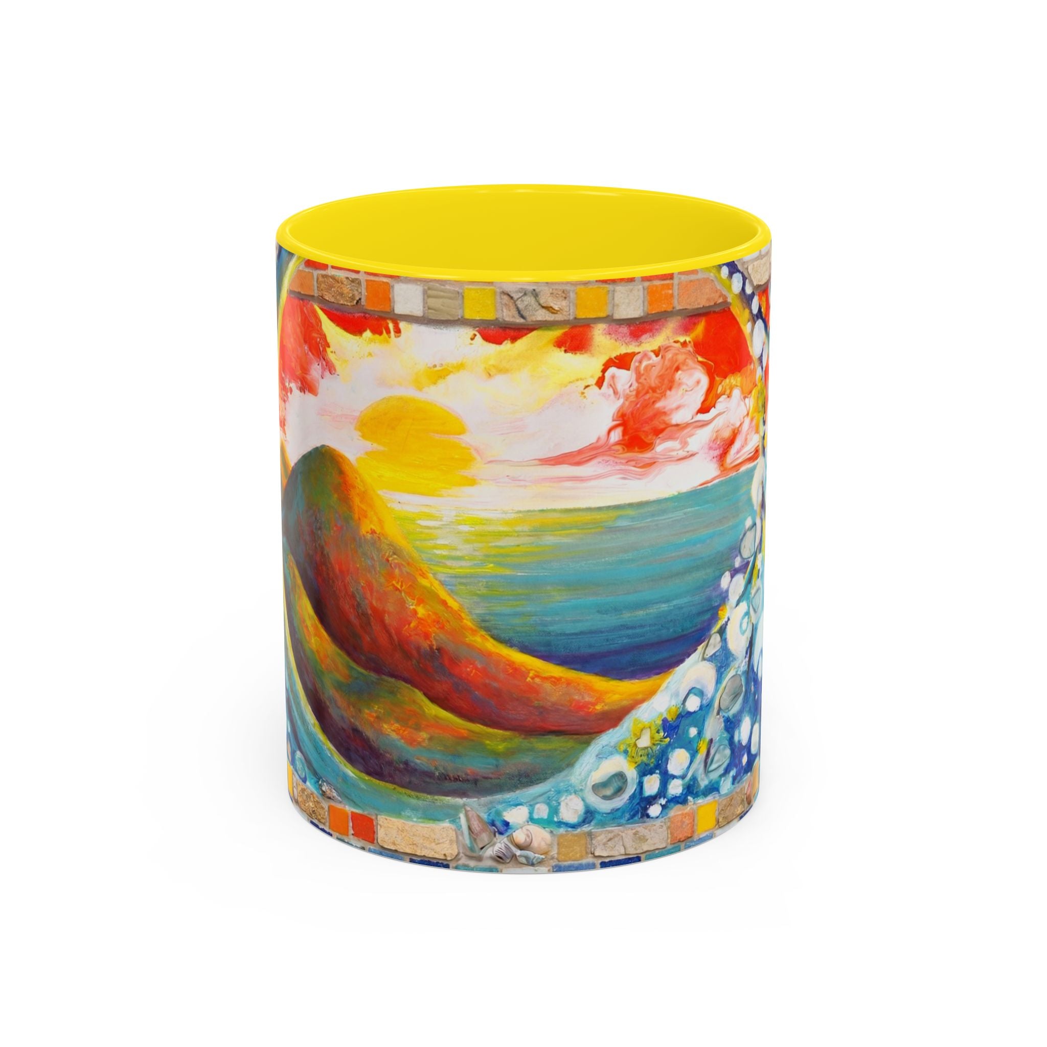Ocean Sunrise Art Coffee Mug — Colorful Waves Accent Ceramic Mug (11/15oz)