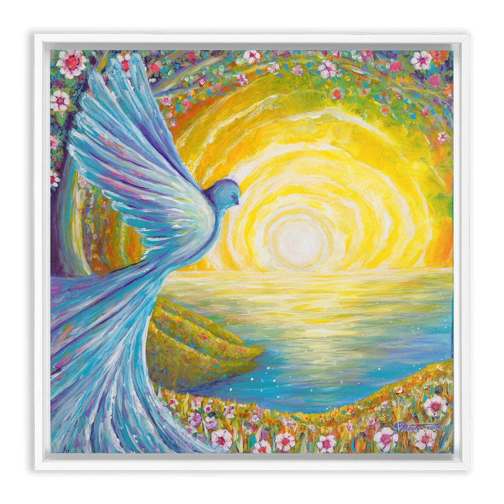 Bird of light Framed Canvas Wraps