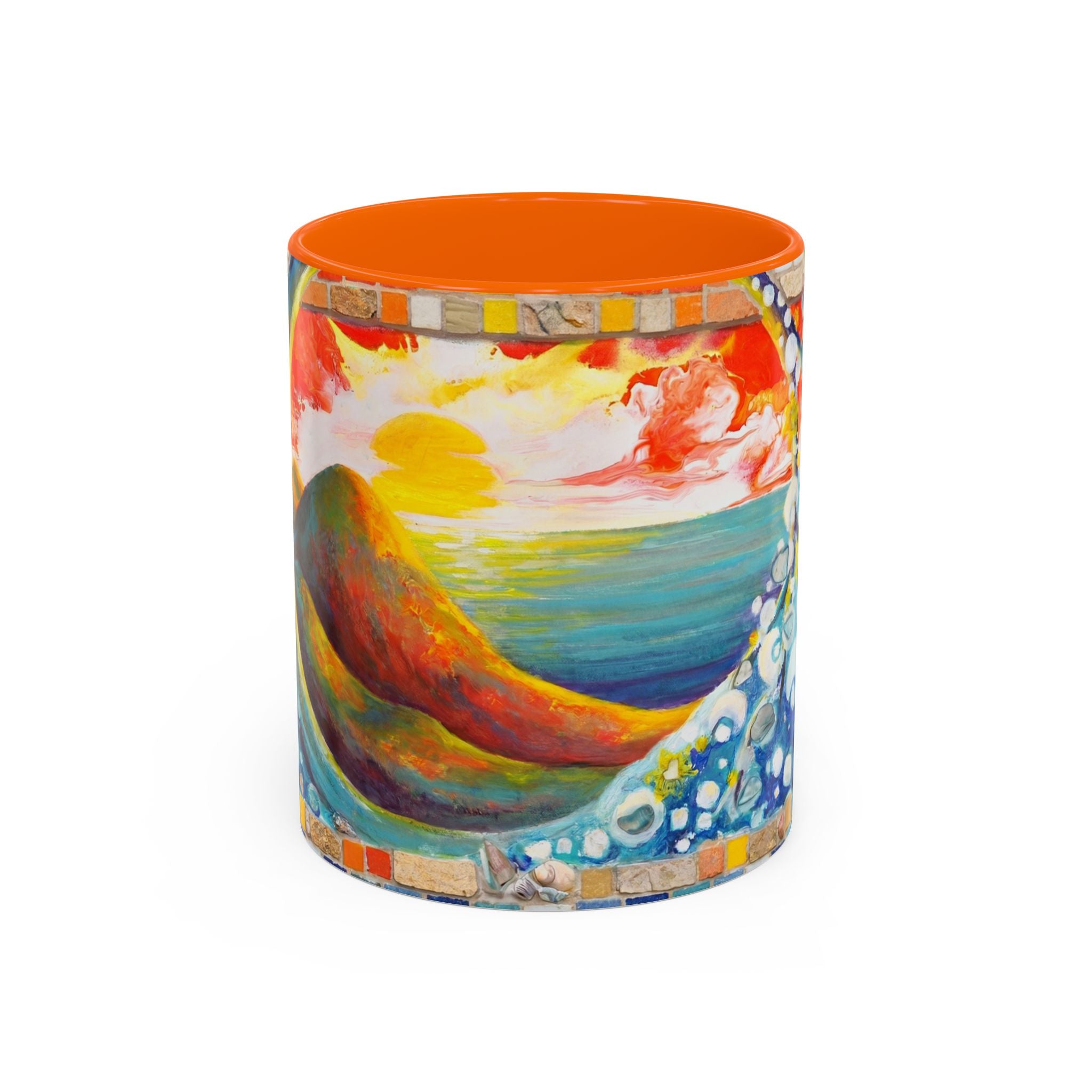 Ocean Sunrise Art Coffee Mug — Colorful Waves Accent Ceramic Mug (11/15oz)