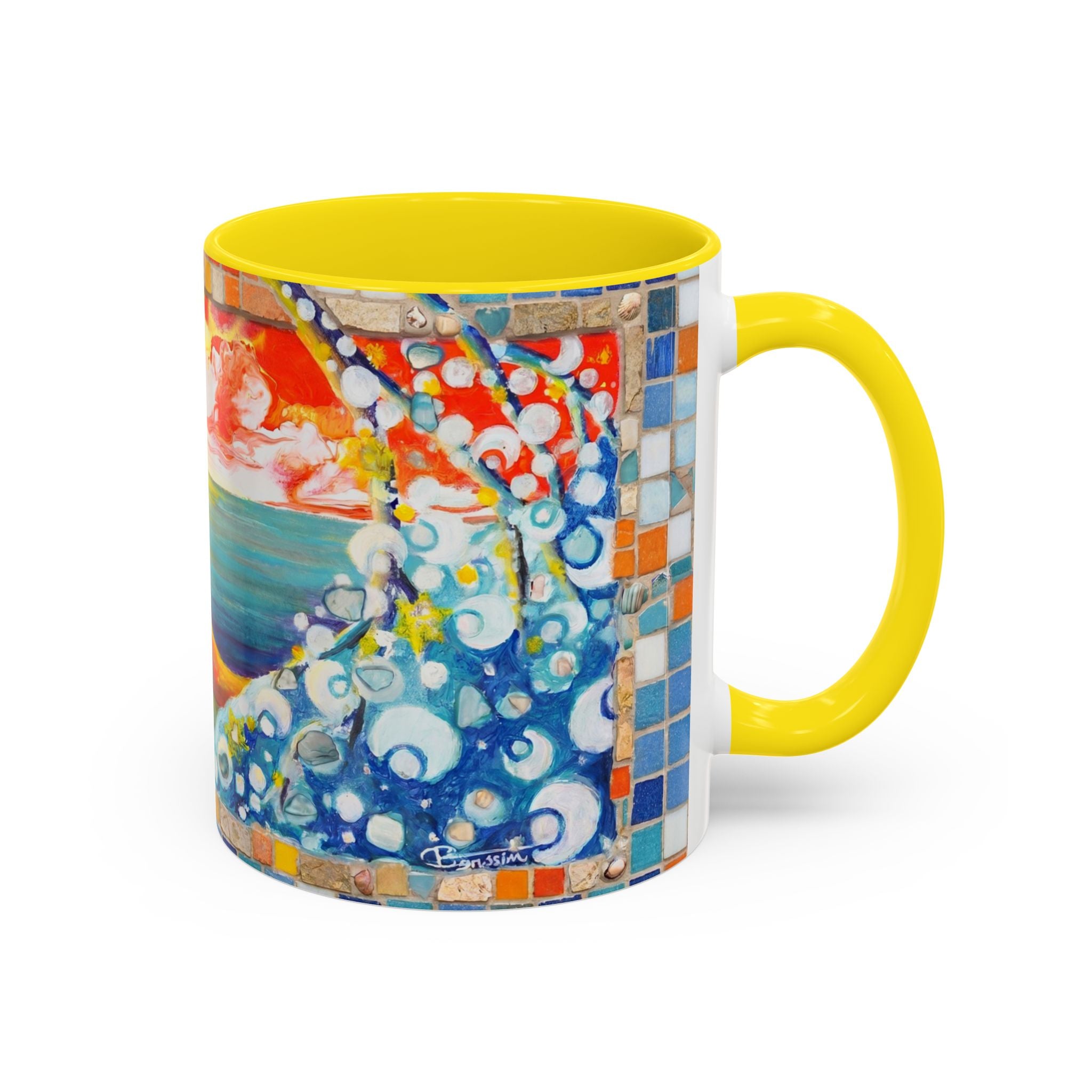 Ocean Sunrise Art Coffee Mug — Colorful Waves Accent Ceramic Mug (11/15oz)