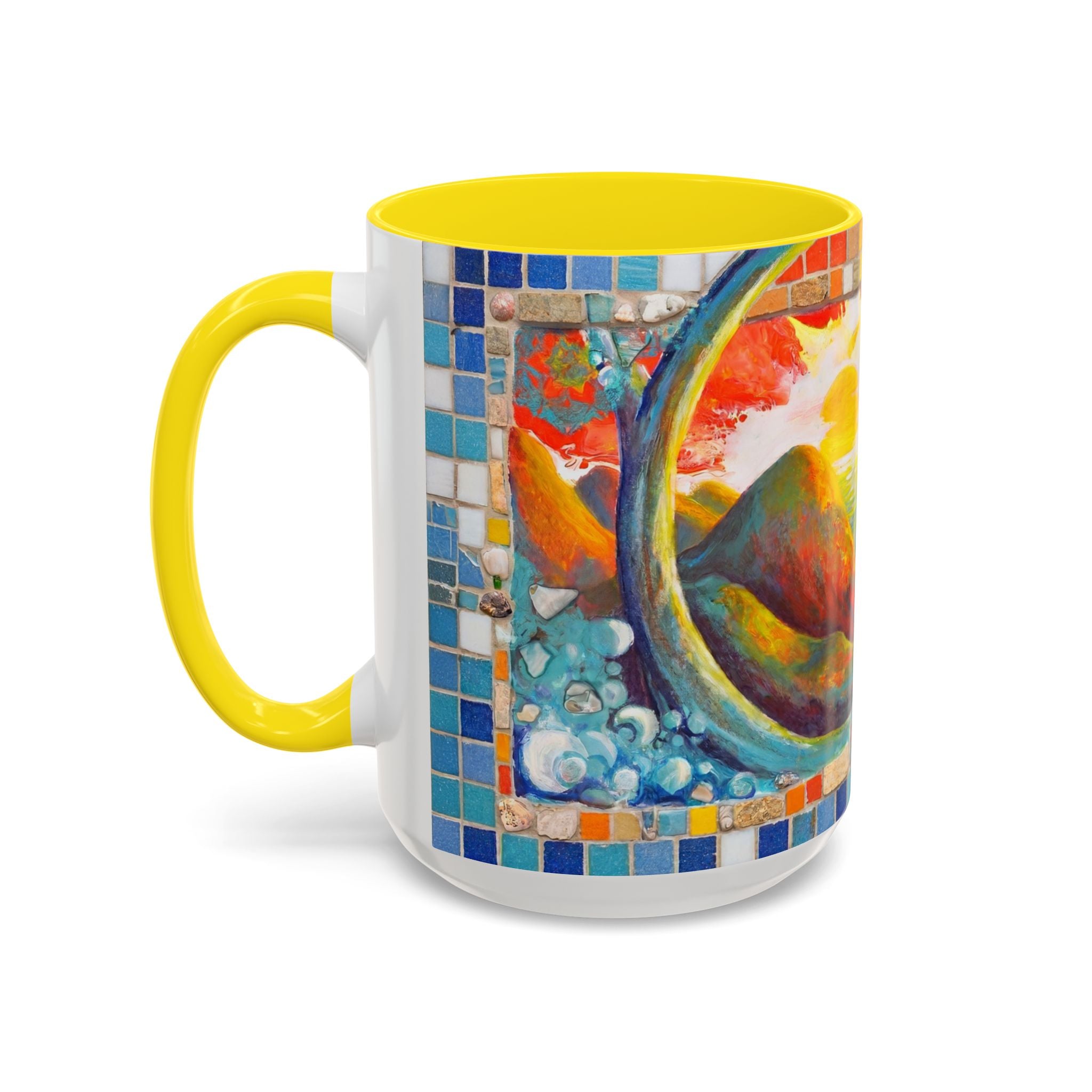 Ocean Sunrise Art Coffee Mug — Colorful Waves Accent Ceramic Mug (11/15oz)