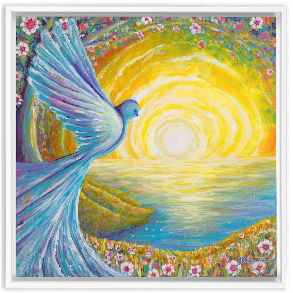 Bird of light Framed Canvas Wraps