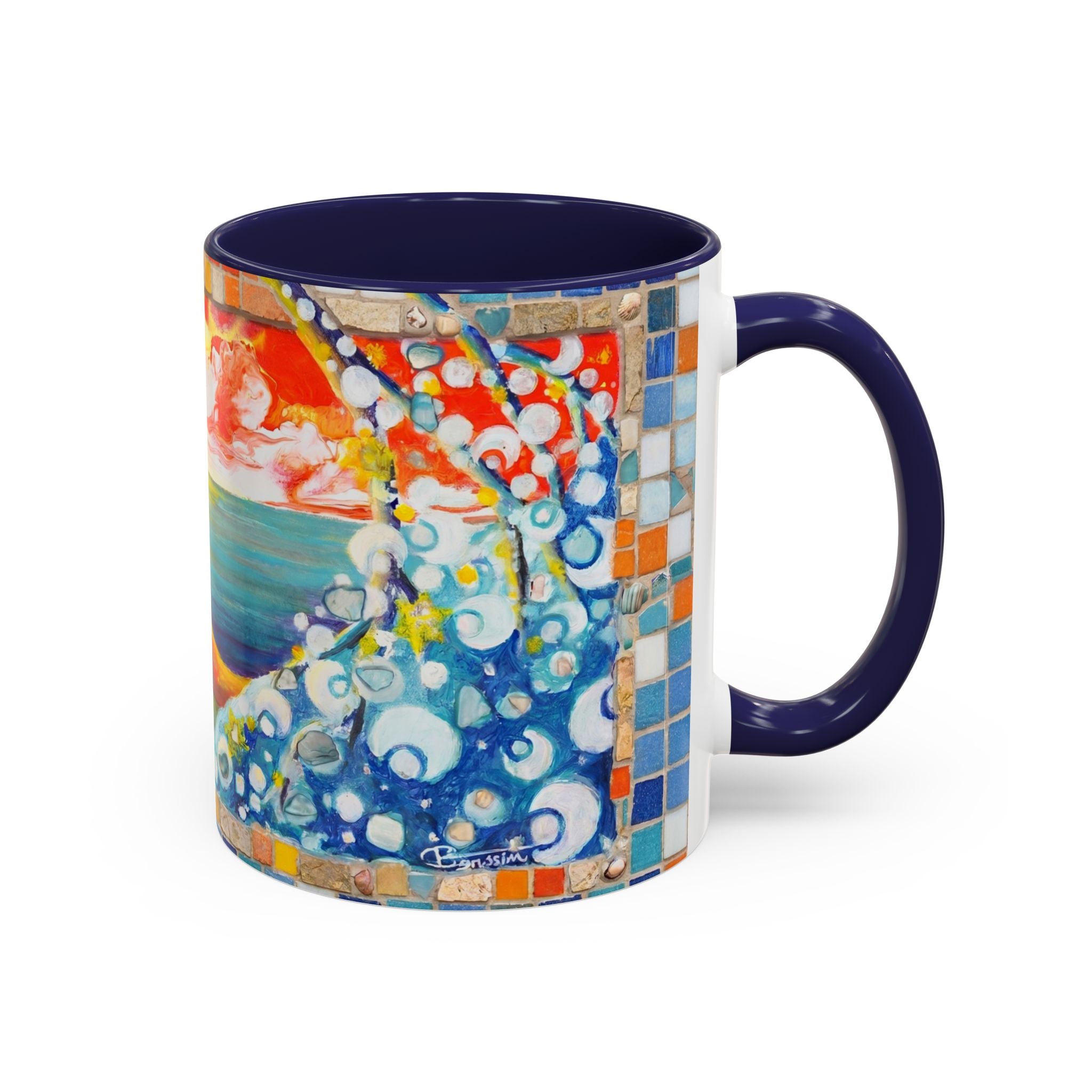 Ocean Sunrise Art Coffee Mug — Colorful Waves Accent Ceramic Mug (11/15oz)