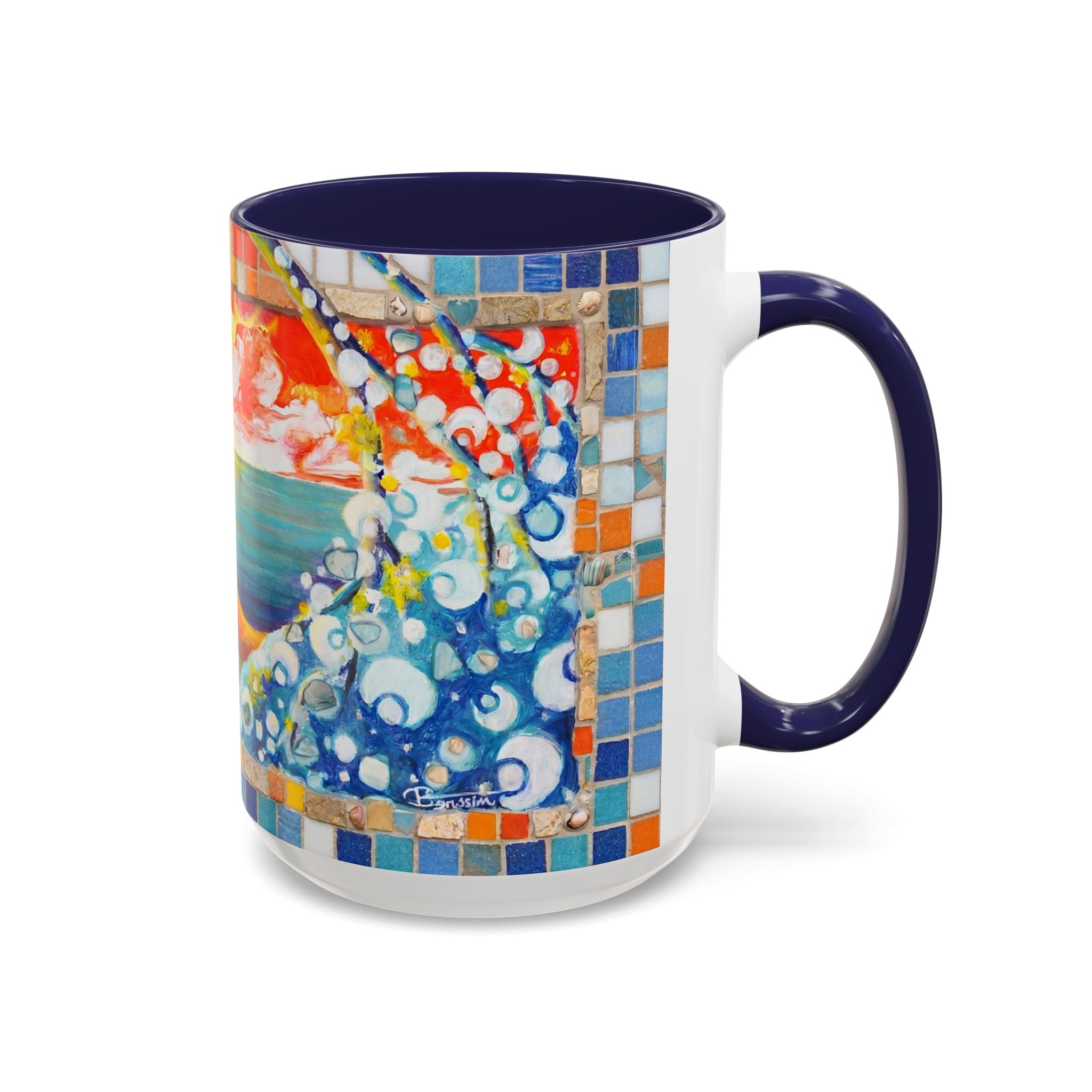 Ocean Sunrise Art Coffee Mug — Colorful Waves Accent Ceramic Mug (11/15oz)