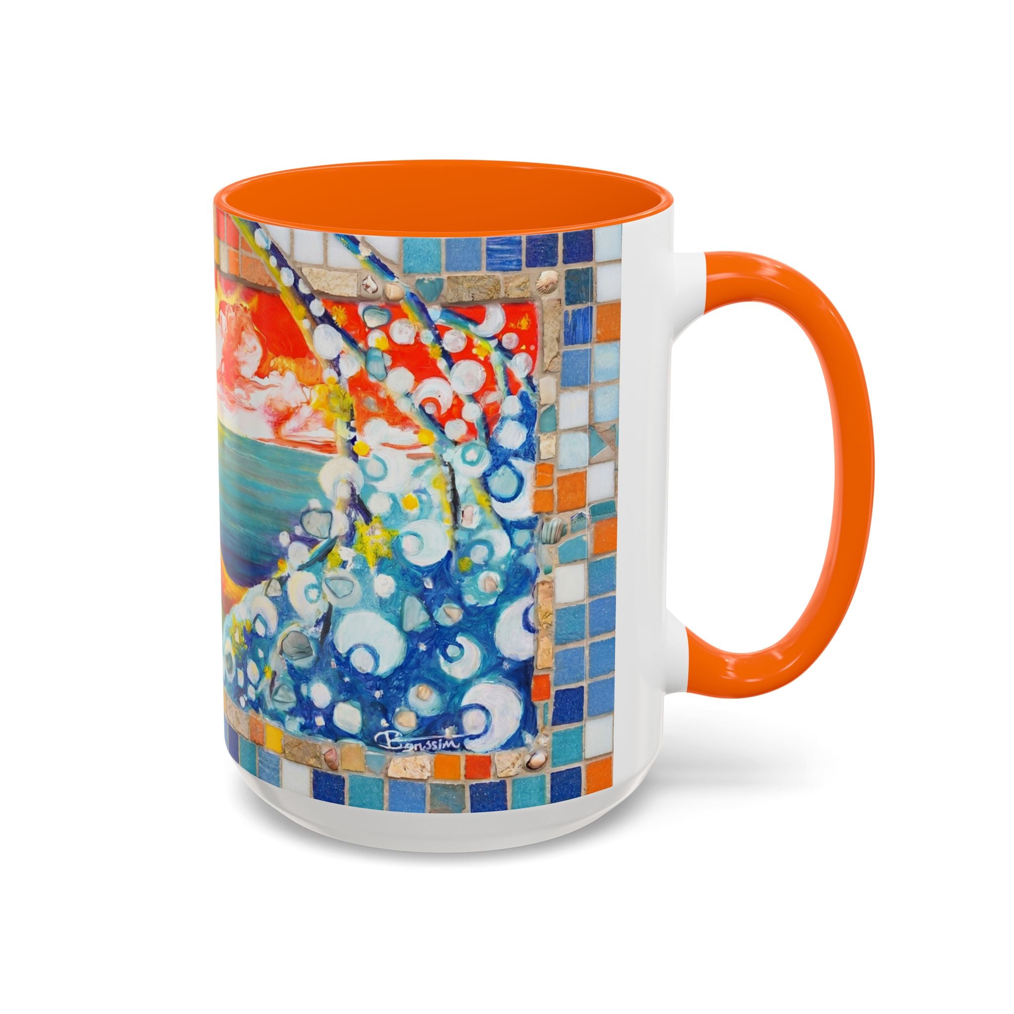 Ocean Sunrise Art Coffee Mug — Colorful Waves Accent Ceramic Mug (11/15oz)