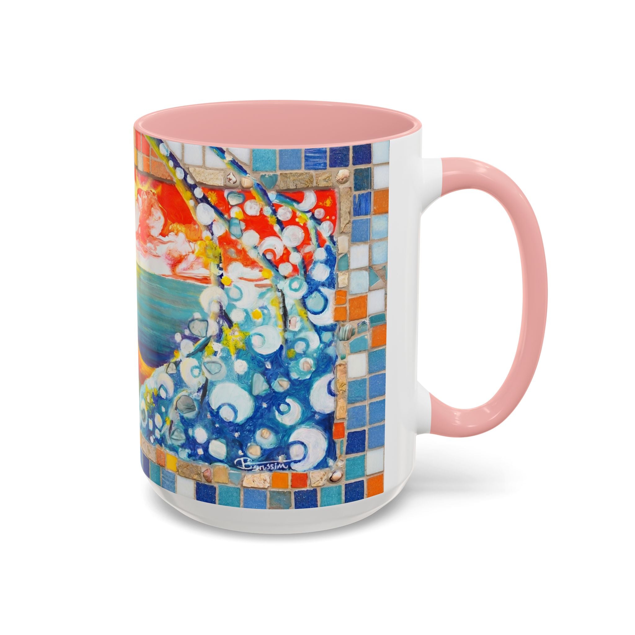 Ocean Sunrise Art Coffee Mug — Colorful Waves Accent Ceramic Mug (11/15oz)