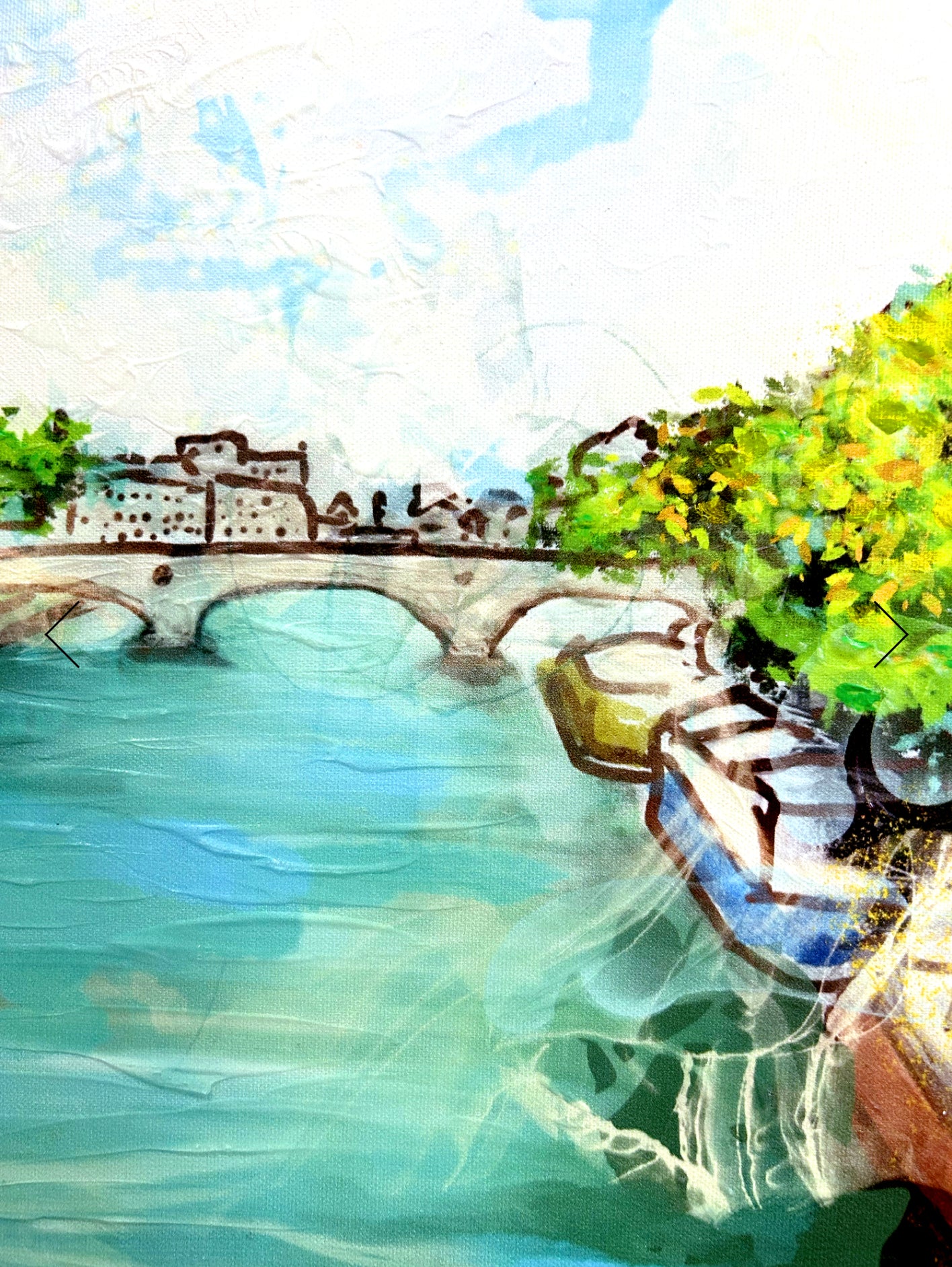 A LITTLE STROLL ALONG THE SEINE EMBELLISHED FINE ART PRINT