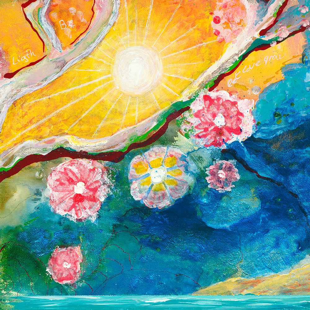 SUNRISE OVER THE PACIFIC ORIGINAL MIXED MEDIA PAINTING