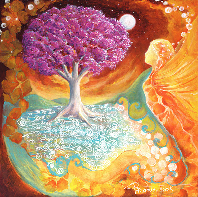 RUBY TREE SPIRIT EMBELLISHED FINE ART PRINT ON CANVAS - NOT AVAILABLE